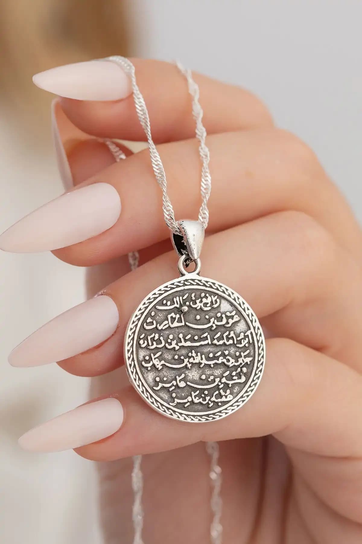 Osmanlı Gümüş Çift Taraflı Nazar Duası ve Kıtmir Sembollü Zincirli Kolye Özellikleri