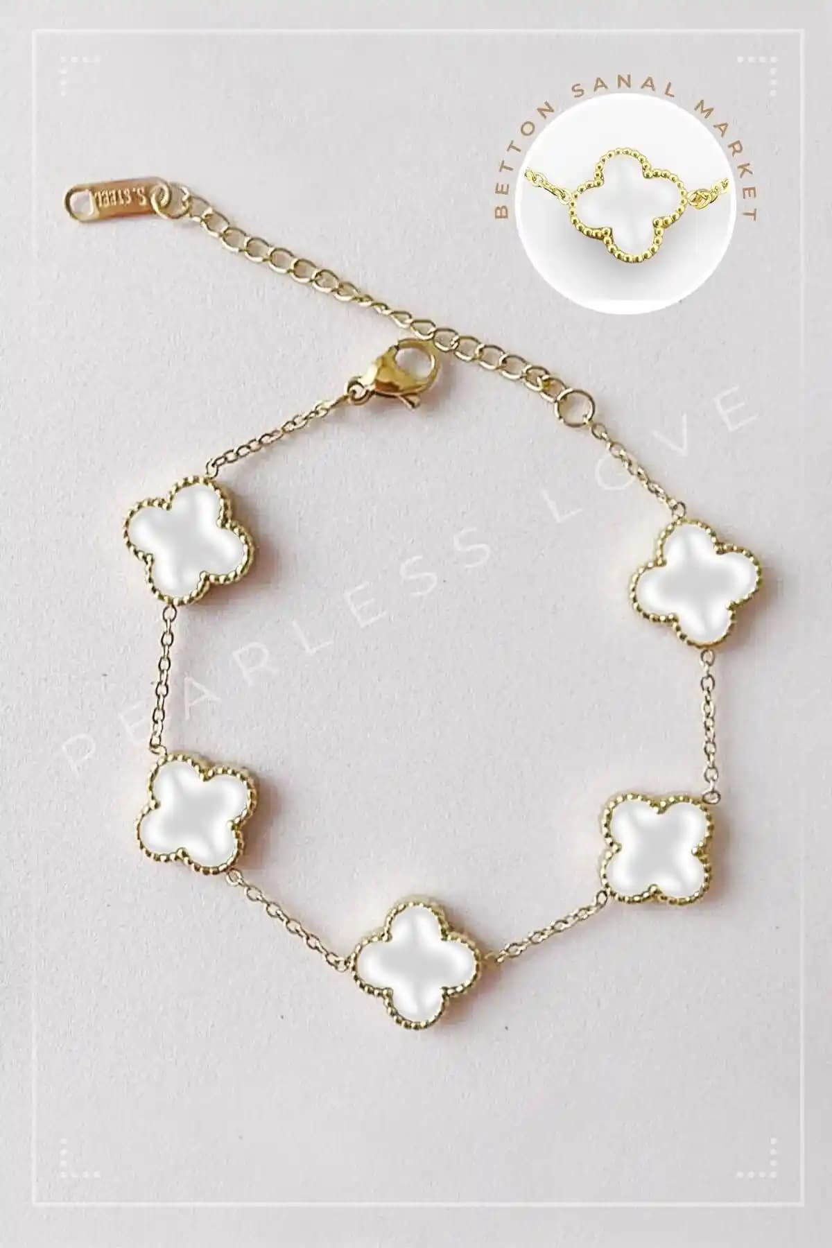 PEARLESS LOVE Black Clover Çelik Bileklik: Şık ve Çok Renkli Modern Takı Seçeneği