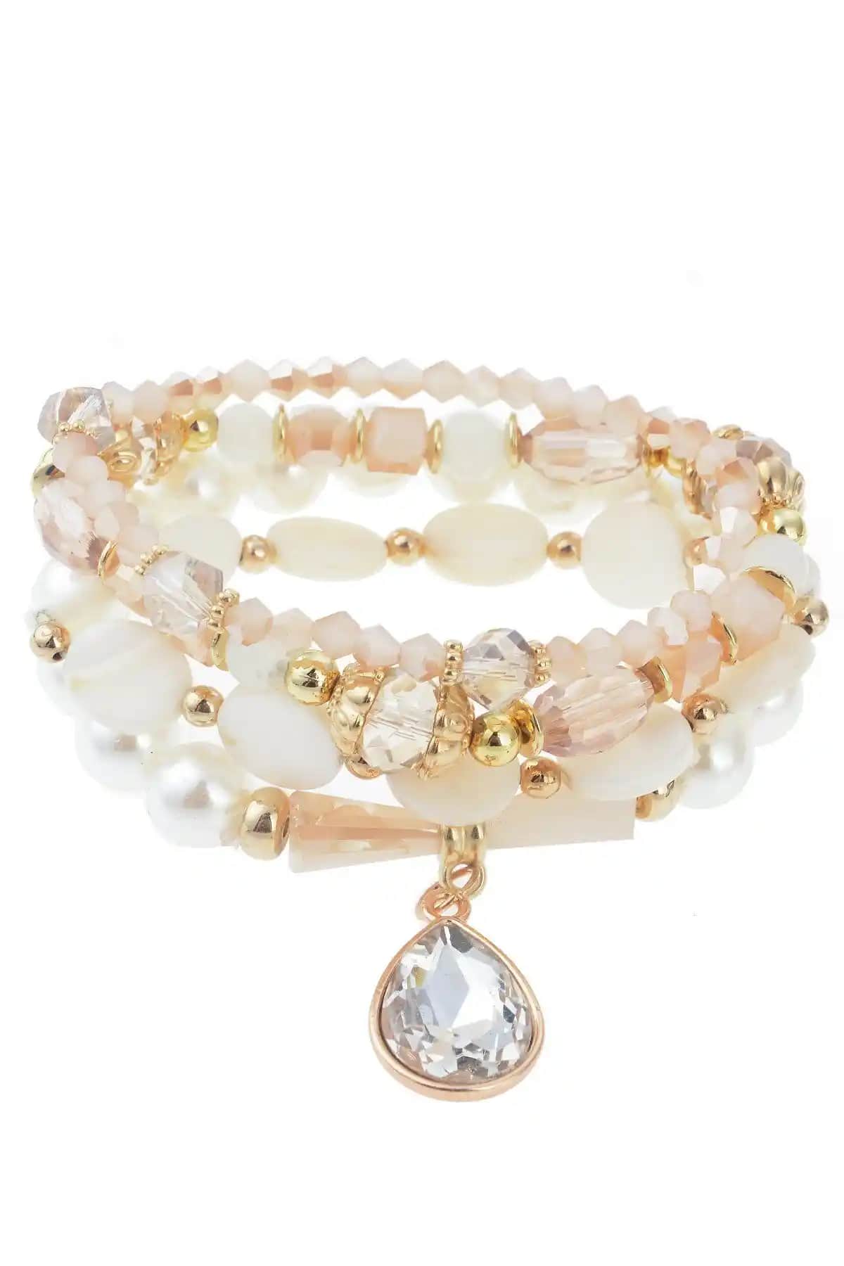 Pelin Aksesuar Krem Renk Doğal Taş Çoklu Bileklik ve Şık Aksesuar Seçenekleri