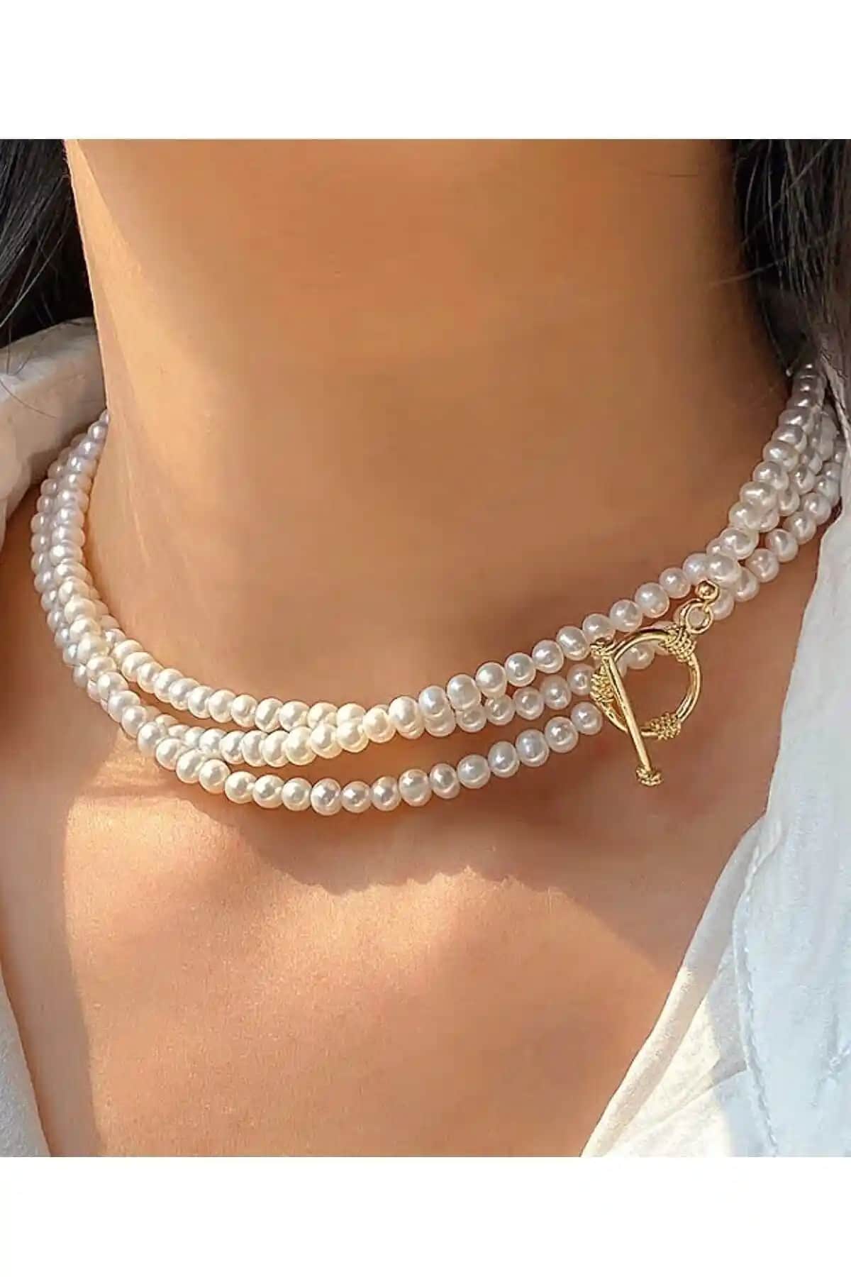 PETEK AKSESUAR İnci Kolye: Zarif ve Çok Yönlü Altın Kaplama Takı Seçeneği