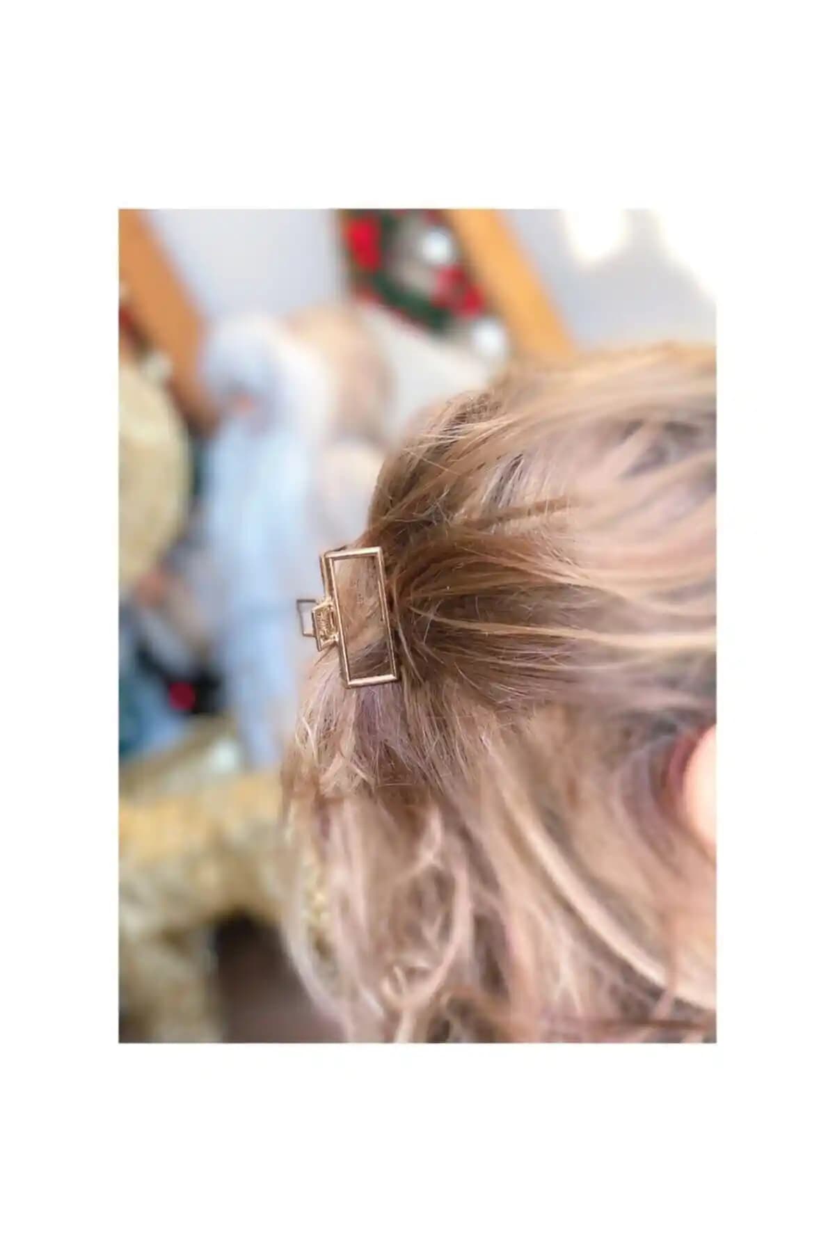 QUEEN AKSESUAR Altın Metal Dikdörtgen Saç Tokası Kadın ve Çocuklar İçin Şık ve Dayanıklı Tasarım