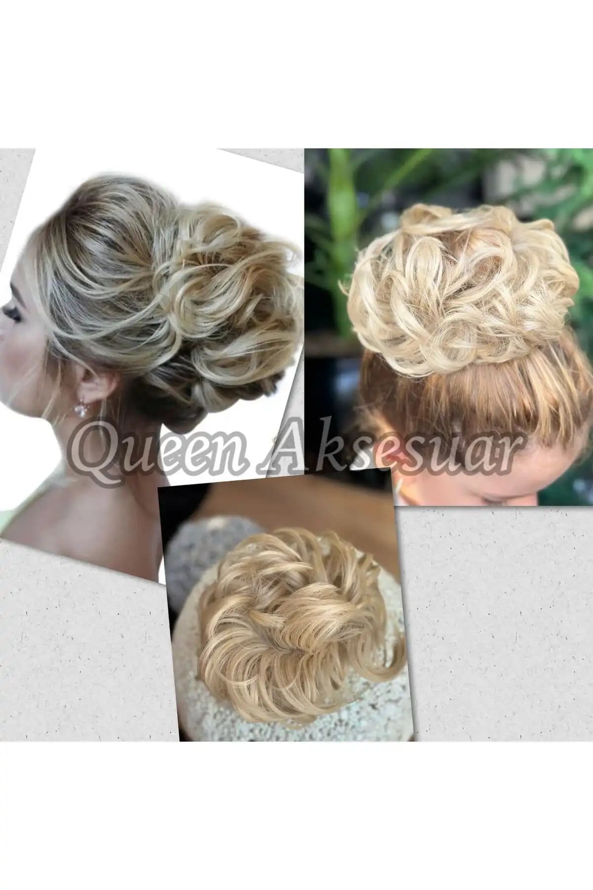 Queen Aksesuar Lüks Fiber Lastikli Peruk Küllü Sarı Doğal Görünüm ve Dayanıklılık