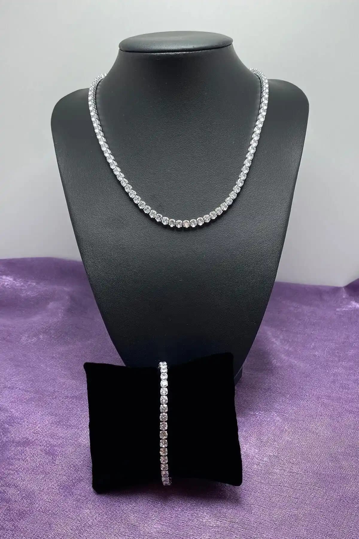 Ressia Kadın Gümüş Rengi Su Yolu Zirkon Kolye ve Bileklik Seti İncelemesi