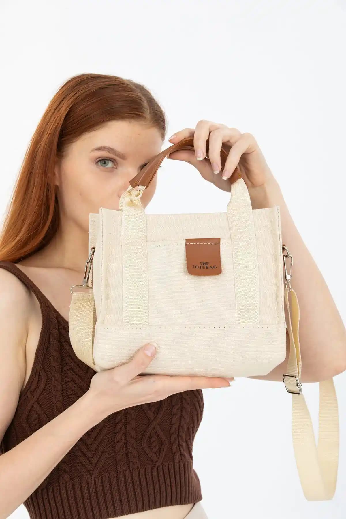 Rosmod Kadın Krem Kanvas Çanta Şık ve Pratik Günlük Tote Çanta Modelleri