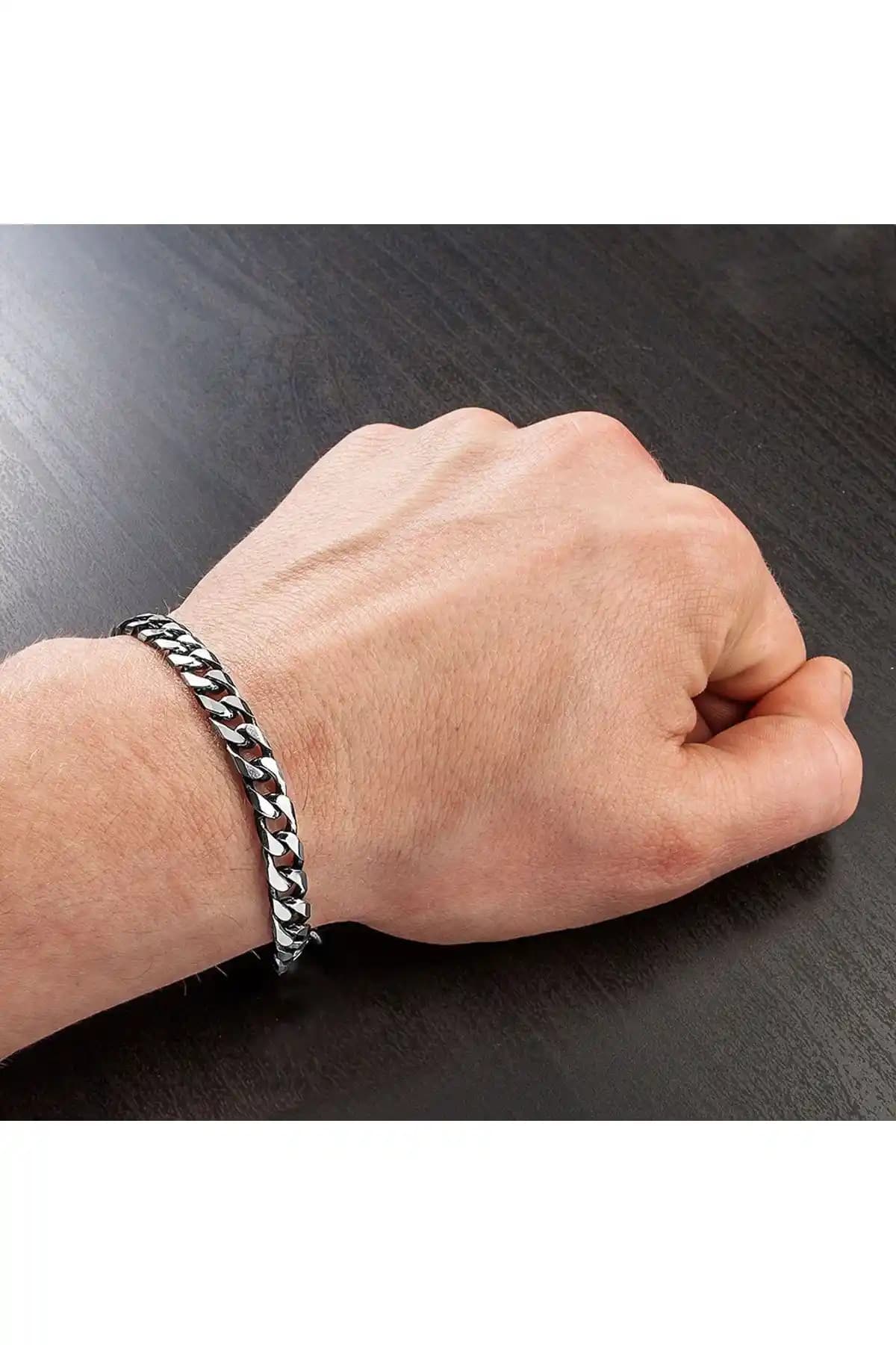 Rupen Kraft Uniseks Gümüş Bakla Zincir Bileklik Modern ve Dayanıklı Tasarım