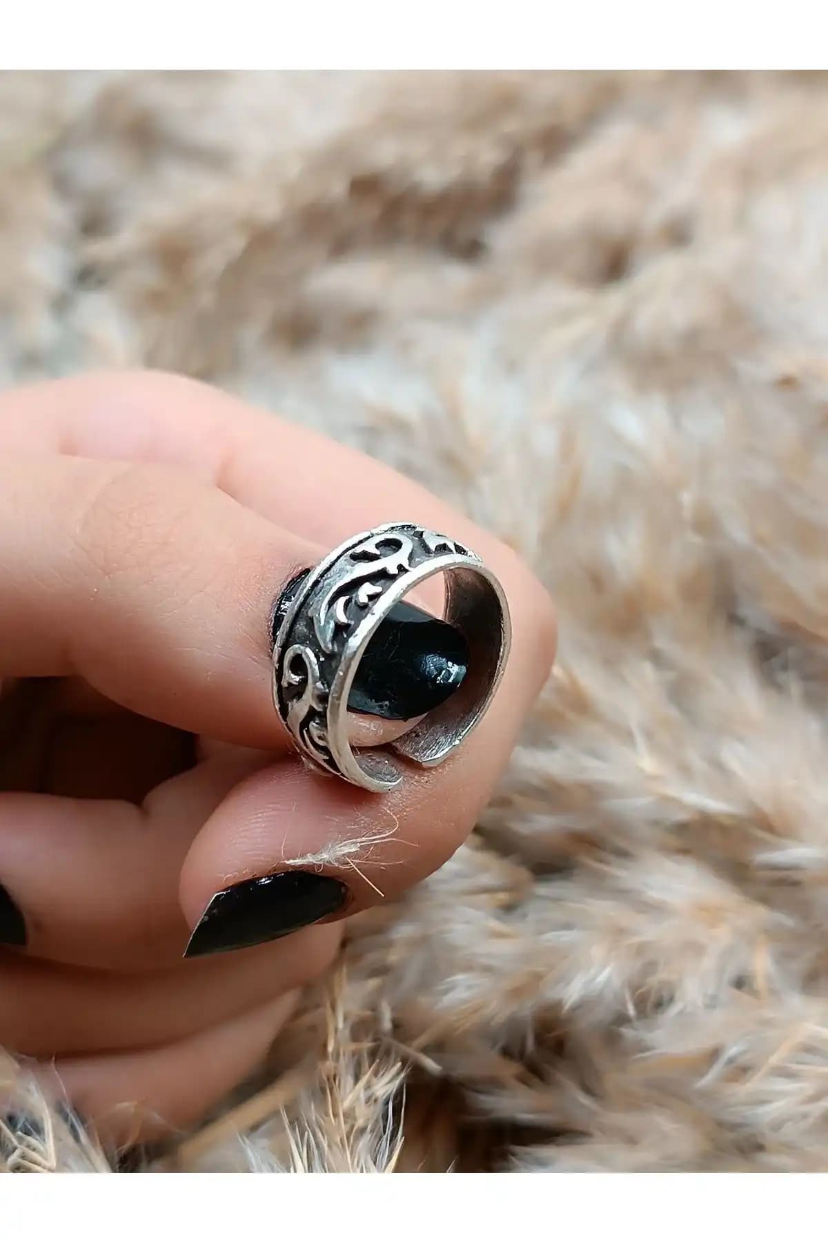 S4S Tribal Alyans Model Tarz Antik Eskitme Gümüş Kaplama Yüzük Moda ve Dayanıklılık İçin
