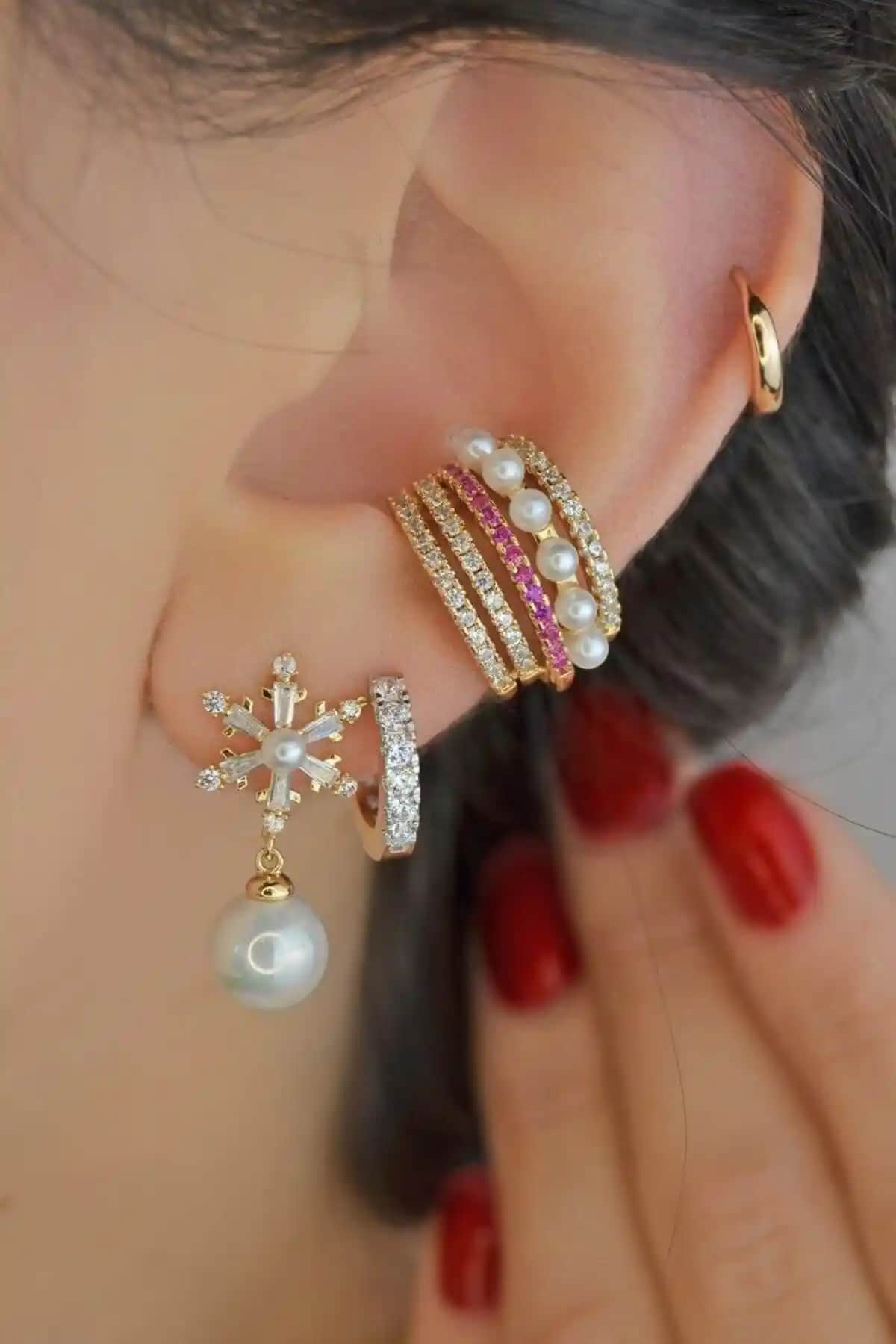 Sacce Scarves&Accessories Zirkon Taşlı İncili Kıkırdak Küpe Detayları ve Kullanıcı Yorumları