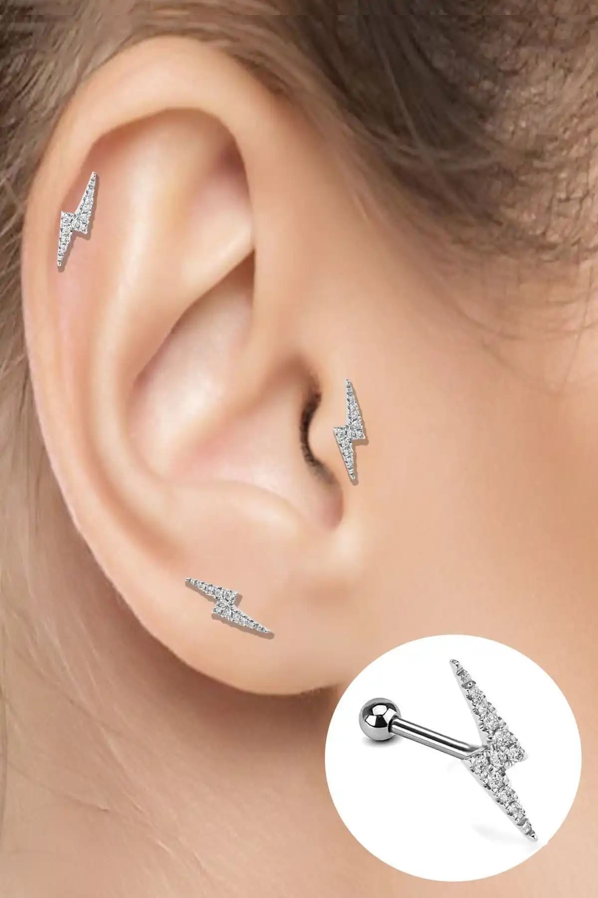 Salyangoz Şirketi Flaş Şimşek Figürlü Cerrahi Çelik Kıkırdak Piercing Özellikleri ve Kullanım Rehberi