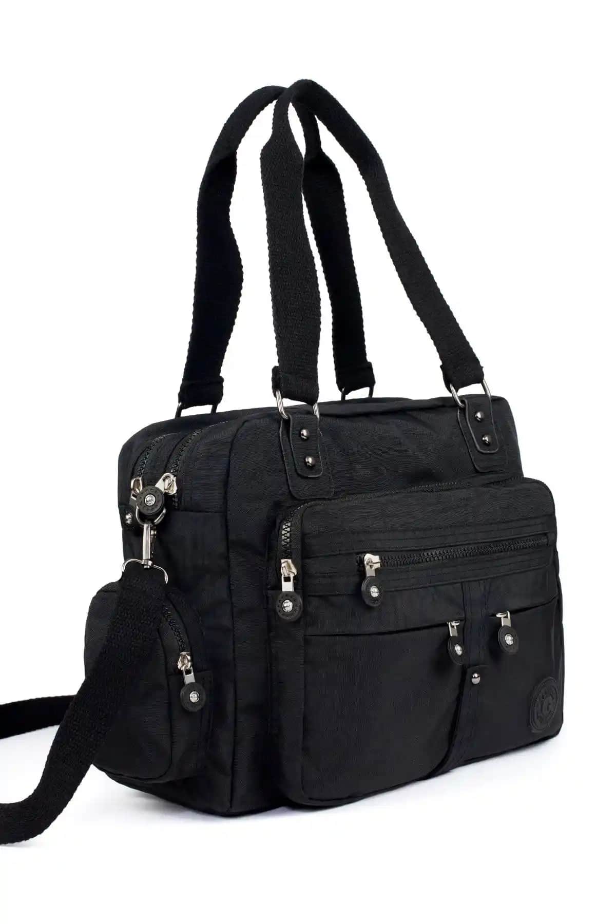 Samilon Kadın Siyah Çok Gözlü Omuz Çantası Şık ve İşlevsel Tasarım