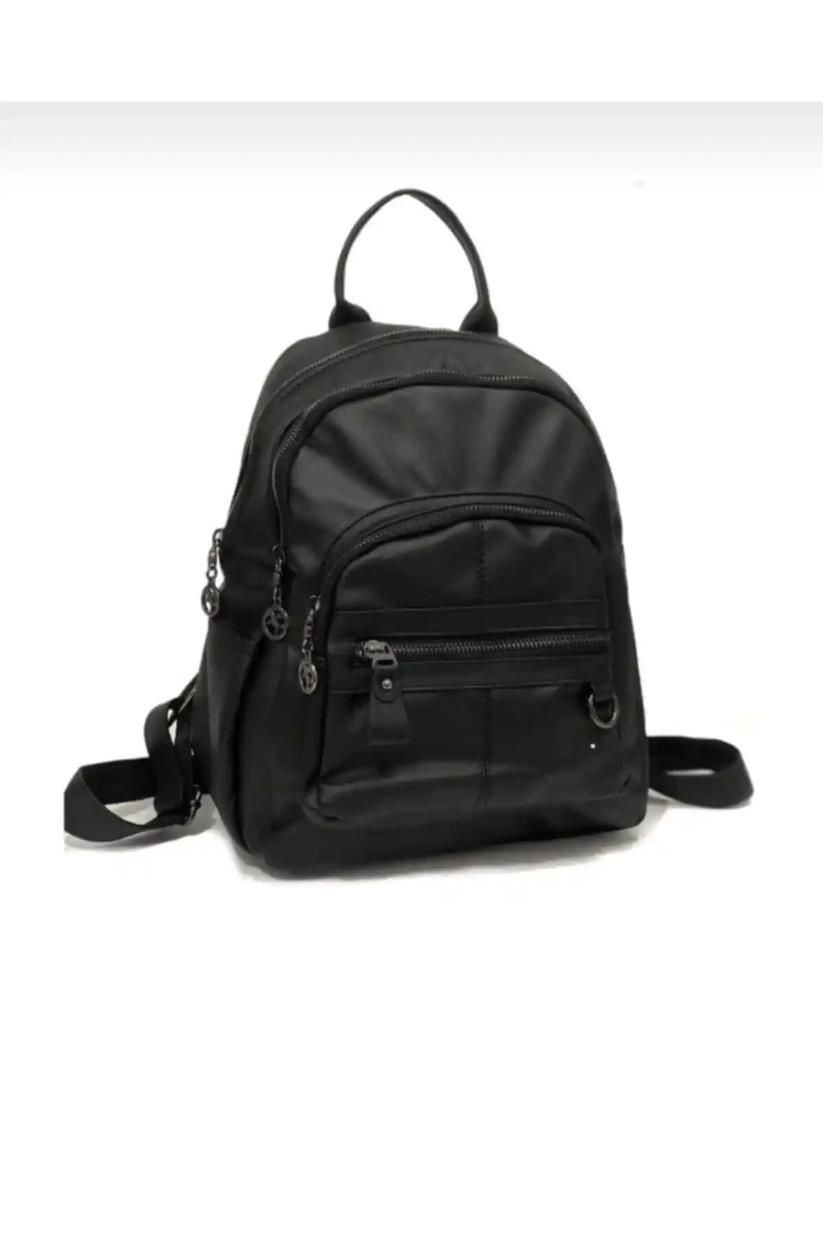 Samilon Kadın Siyah Çok Gözlü Sırt Çantası Günlük ve Seyahat Kullanımı İçin Pratik Tasarım