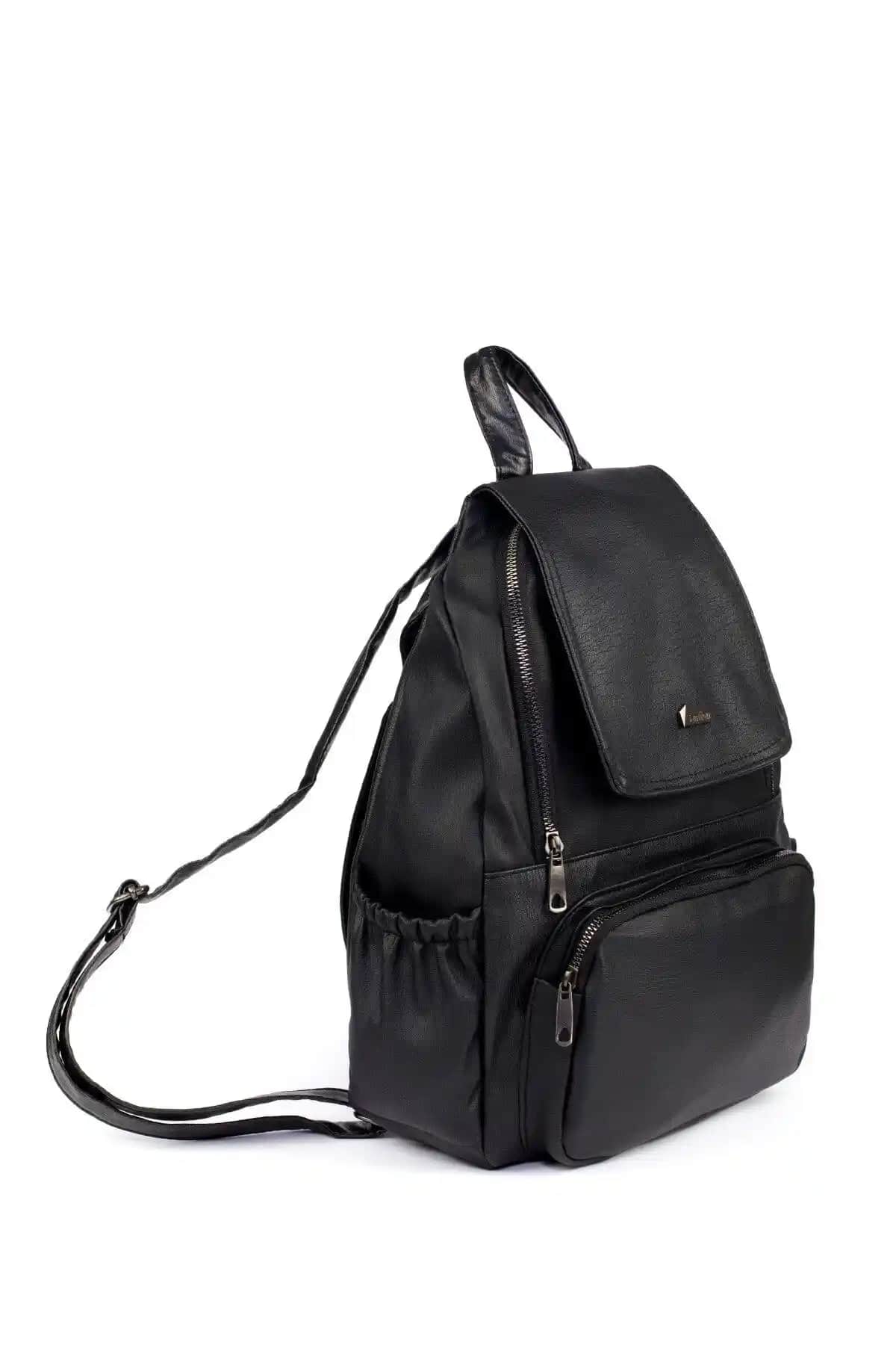 Samilon Rose Miel Siyah Deri Sırt Çantası Günlük Şıklık ve Fonksiyonellik Sunar