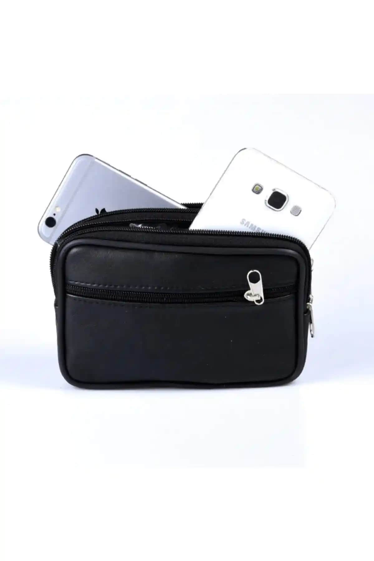 SARIOĞLU DERİ %100 Hakiki Deri 3 Fermuarlı Küçük Kemer Çantası Günlük ve Şık Kullanım