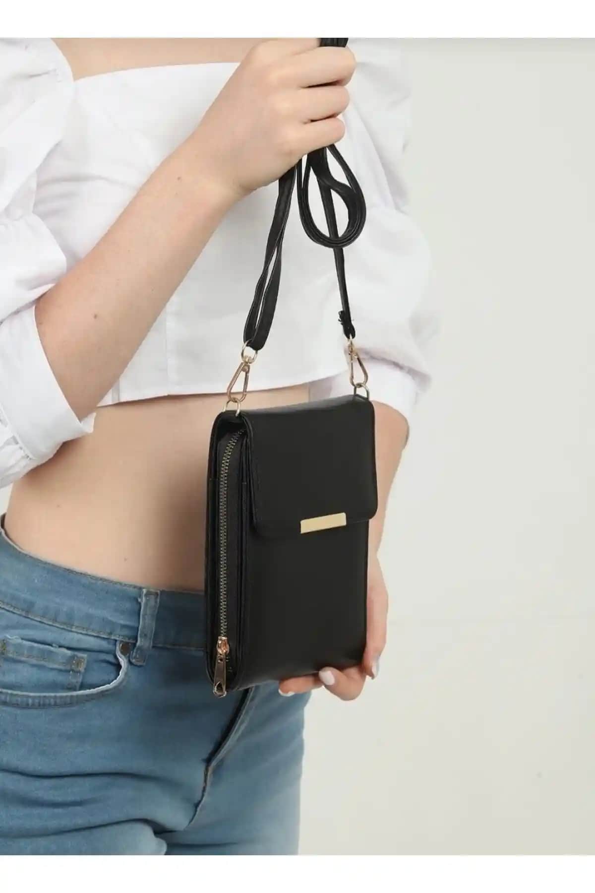 Selma Demir Castel Kadın Siyah Çapraz Askılı Telefon Bölmeli Cüzdan Çantası Özellikleri ve Kullanım Avantajları