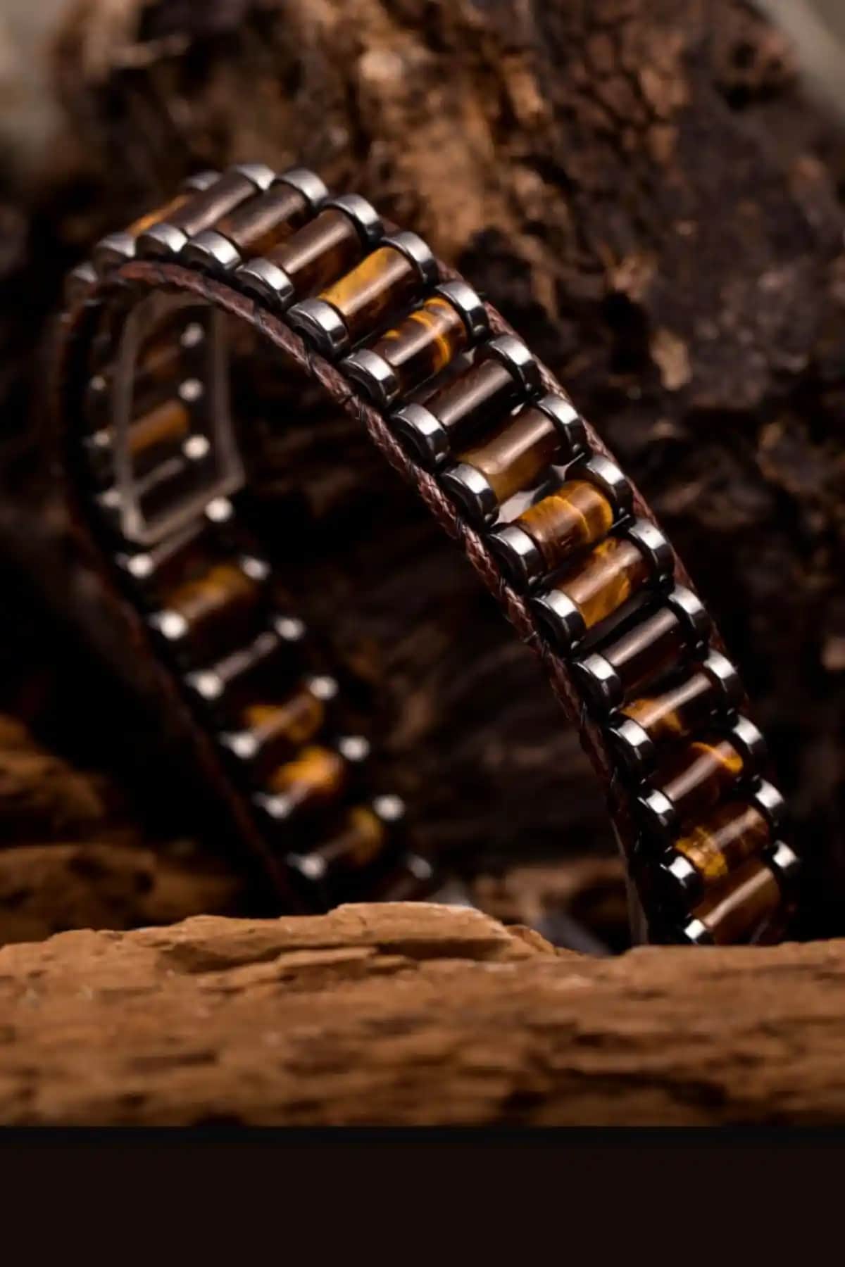 Seven Art Jewelry Kaplangözü Erkek Bileklik Doğal Taş ve El İşçiliğiyle Şık Tasarım