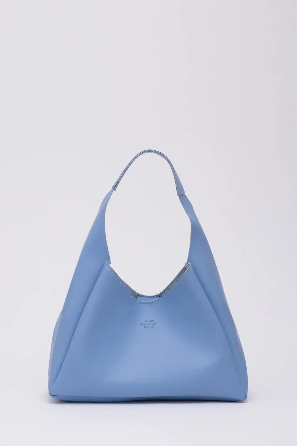 Shaka Mavi Çıtçıt Kapatmalı Suni Deri Fermuarlı Günlük Kullanım Çantası