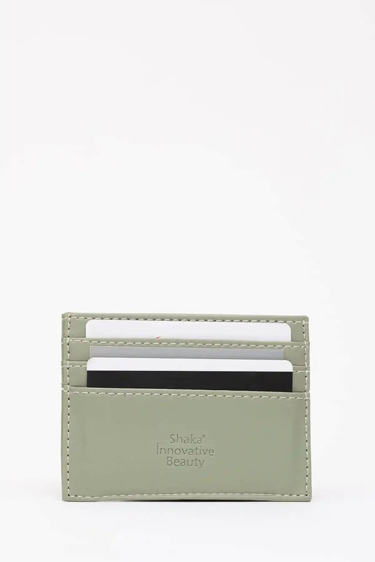 Shaka Mint Yeşil Unisex Suni Deri Kartlık İnce Tasarım ve Günlük Kullanım İçin Uygun