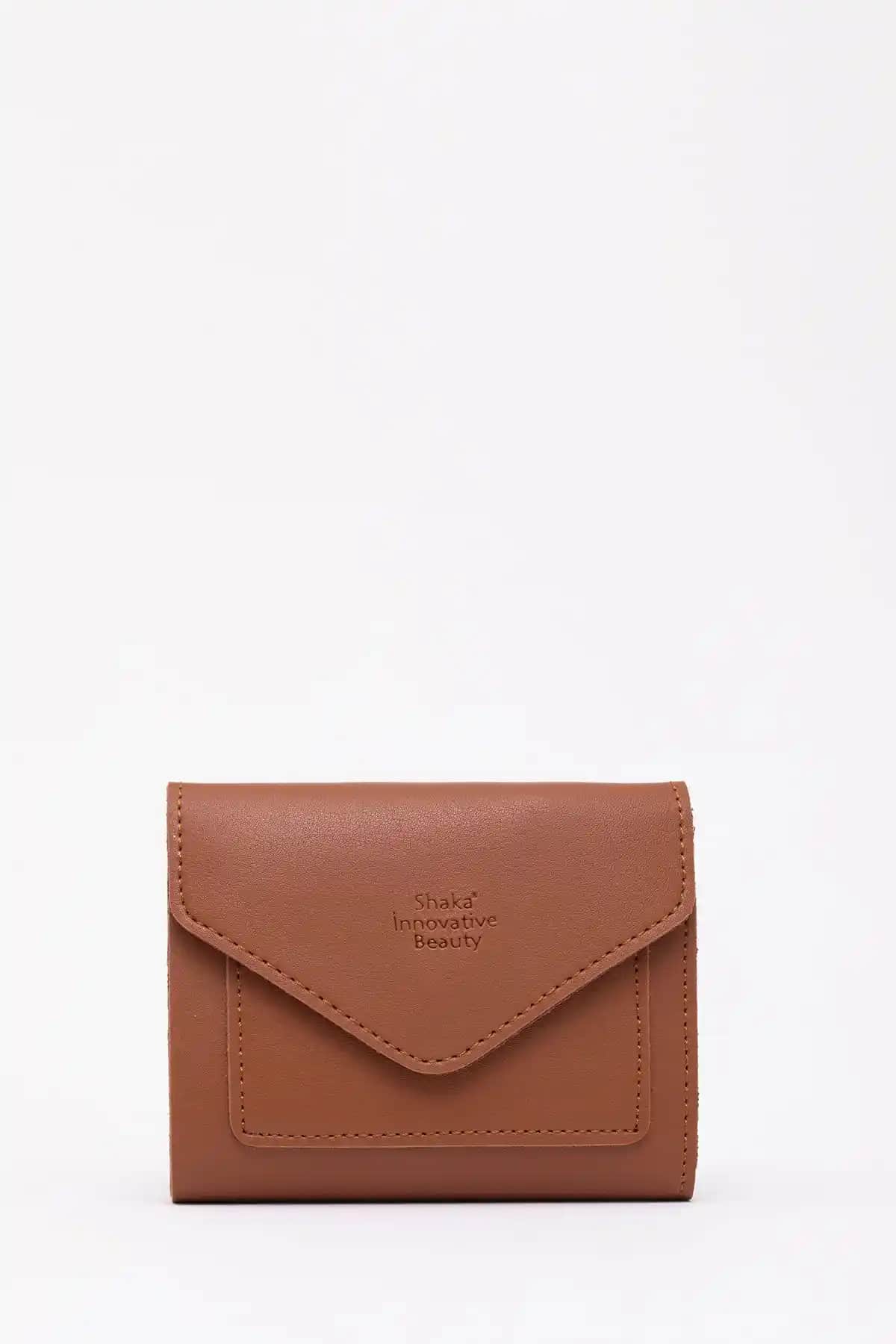 Shaka SHK67 Suni Deri Kadın Cüzdanı Çok Bölmeli ve Fermuarlı Tasarım
