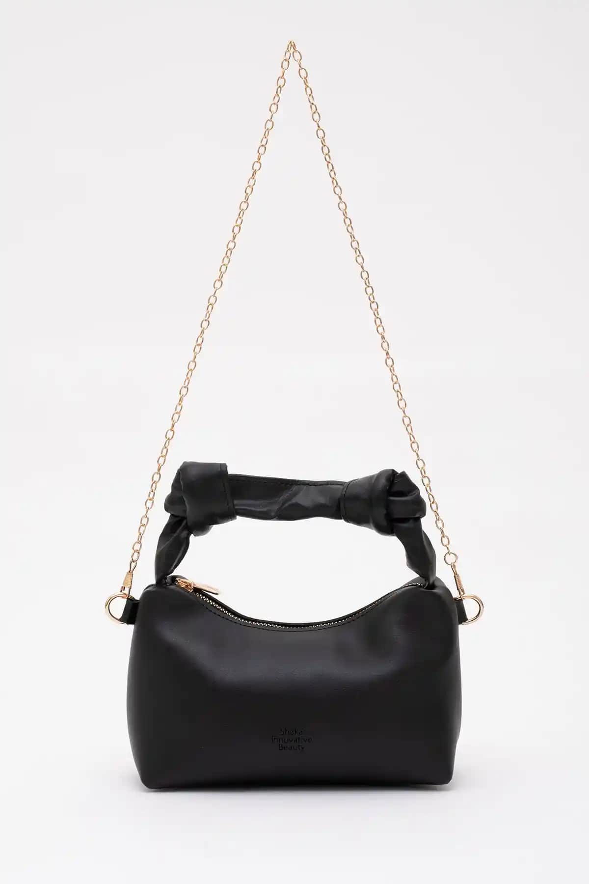 Shaka Siyah Shk24 Soft Deri Düğüm Detaylı Zincir Askılı Çanta Özellikleri ve Kullanım Alanları