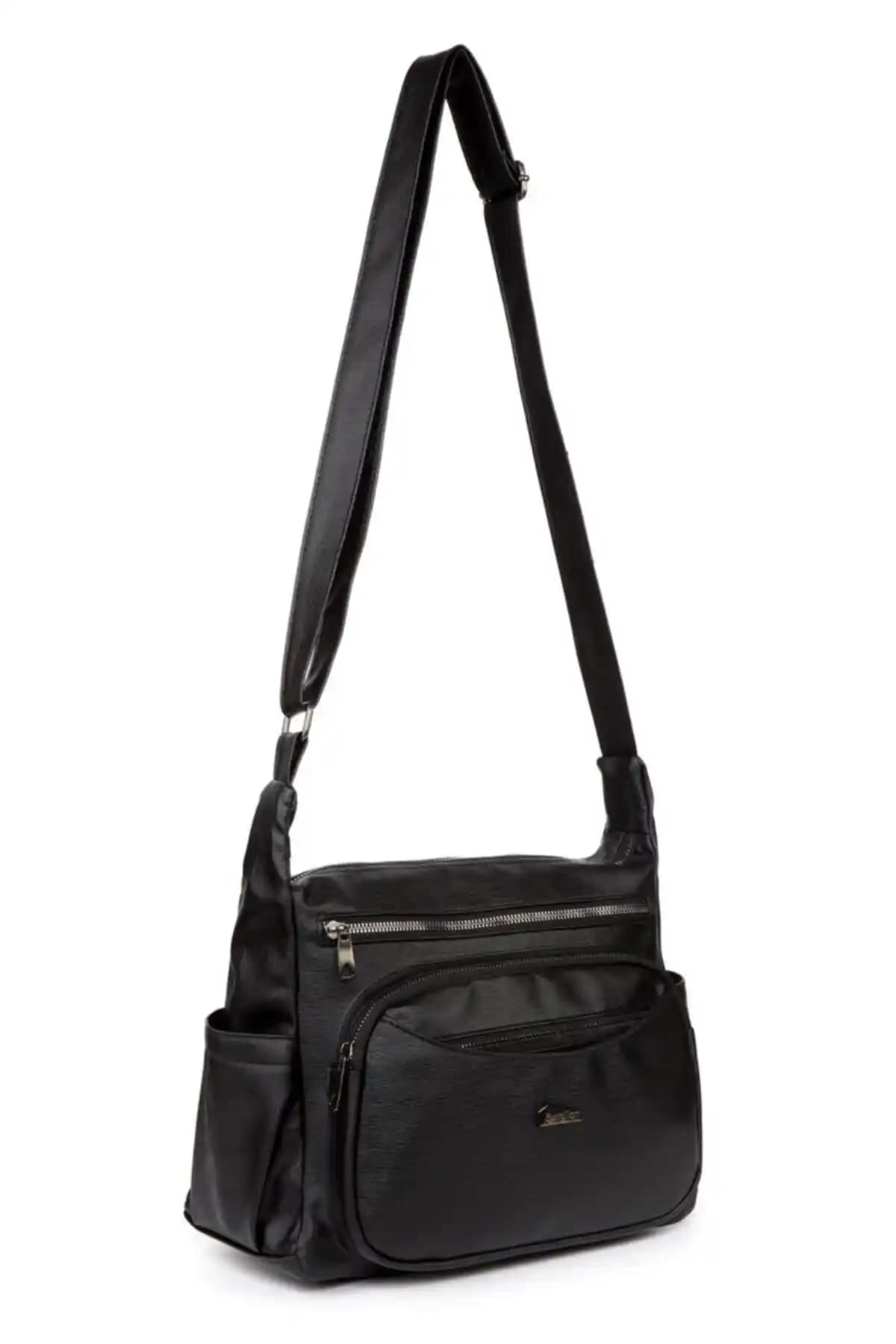 Smurne Frappe Kadın Orta Boy Siyah Çapraz Çanta Günlük Kullanım İçin Modern Tasarım