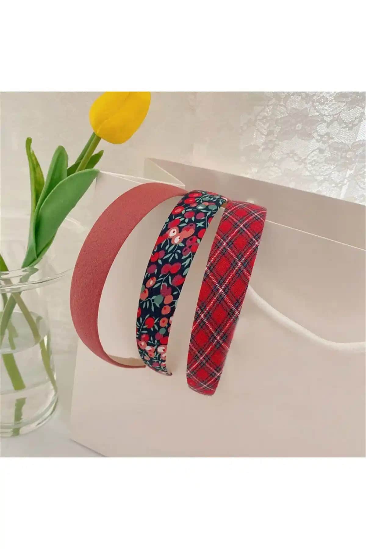 So Much Accessories 3'lü Kırmızı Metal Saç Bandı Seti Kadınlar İçin Şık ve Dayanıklı