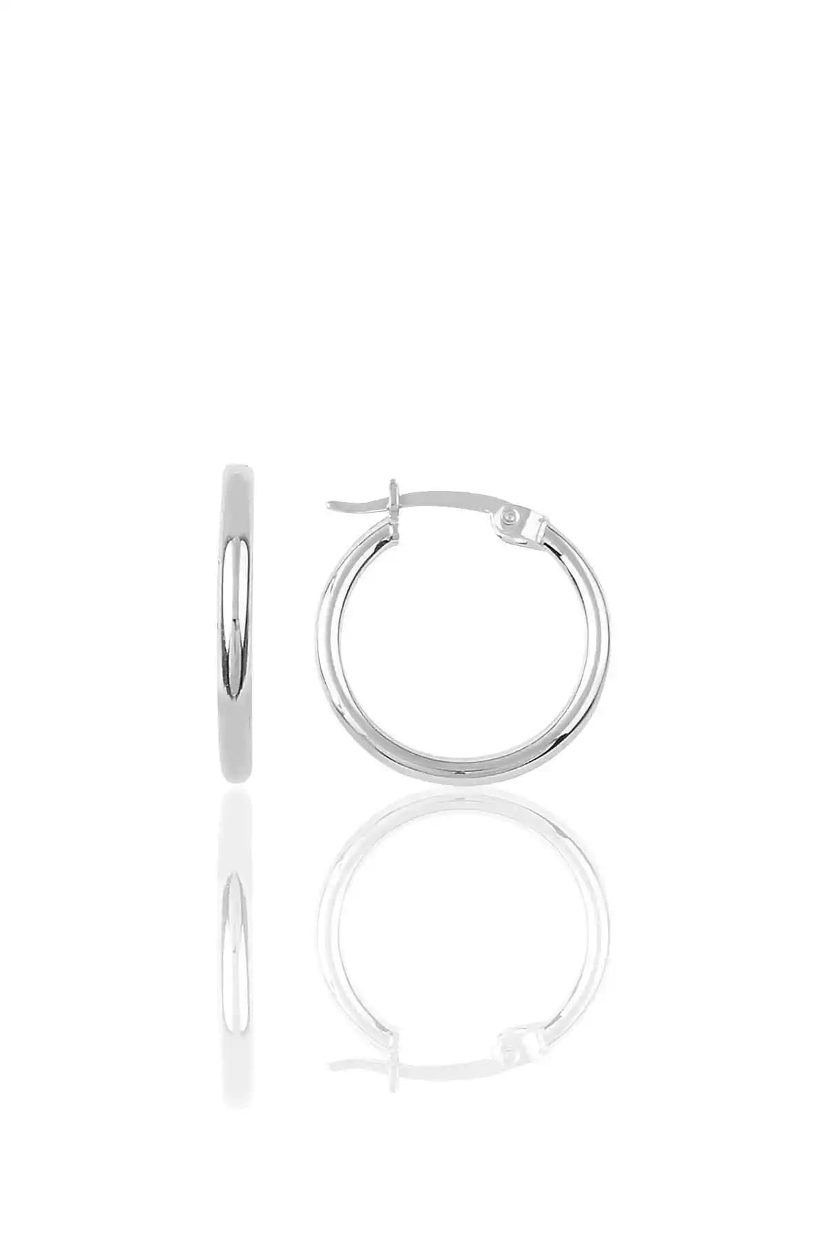 Söğütlü Silver 19 mm Gümüş Halka Küpe Modern ve Zarif Takı Seçeneği