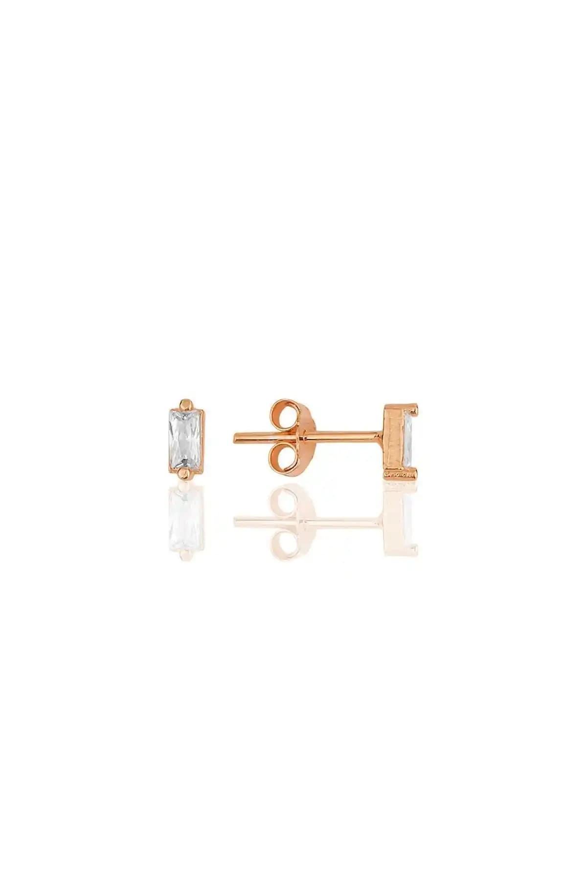 Söğütlü Silver Gümüş Rose Zirkon Baget Taşlı Küpe Şıklık ve Zarafetin Modern Buluşması