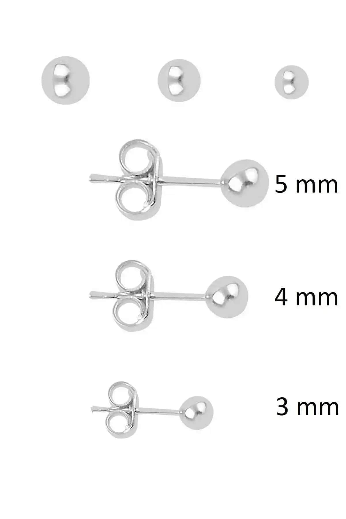 Söğütlü Silver Gümüş Top Kombin Küpeler 3 Boyutlu Zarif ve Dayanıklı Tasarım