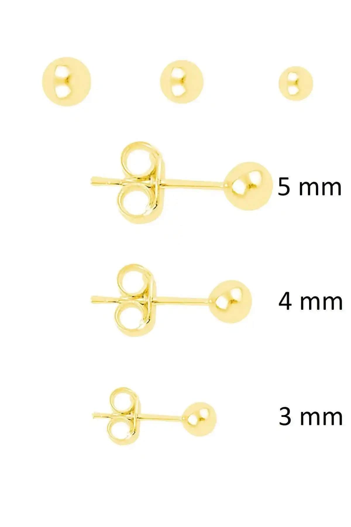 Söğütlü Silver Gümüş ve Altın Kaplamalı Top Küpeler Modern ve Şık Tasarım