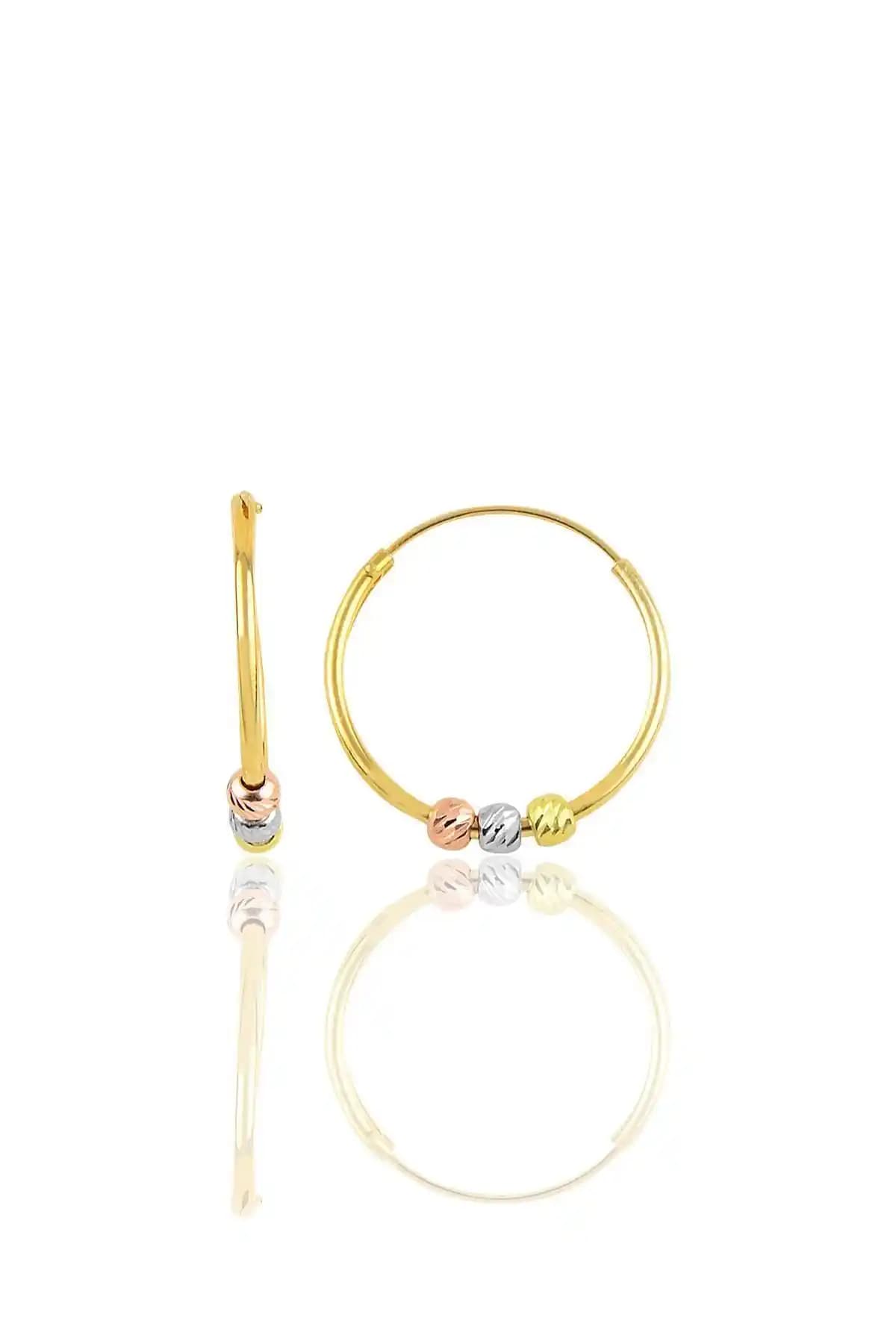 Söğütlü Silver Gümüş ve Altın Yaldızlı Renkli Halka Küpe 18 mm Şık Takı Seçenekleri