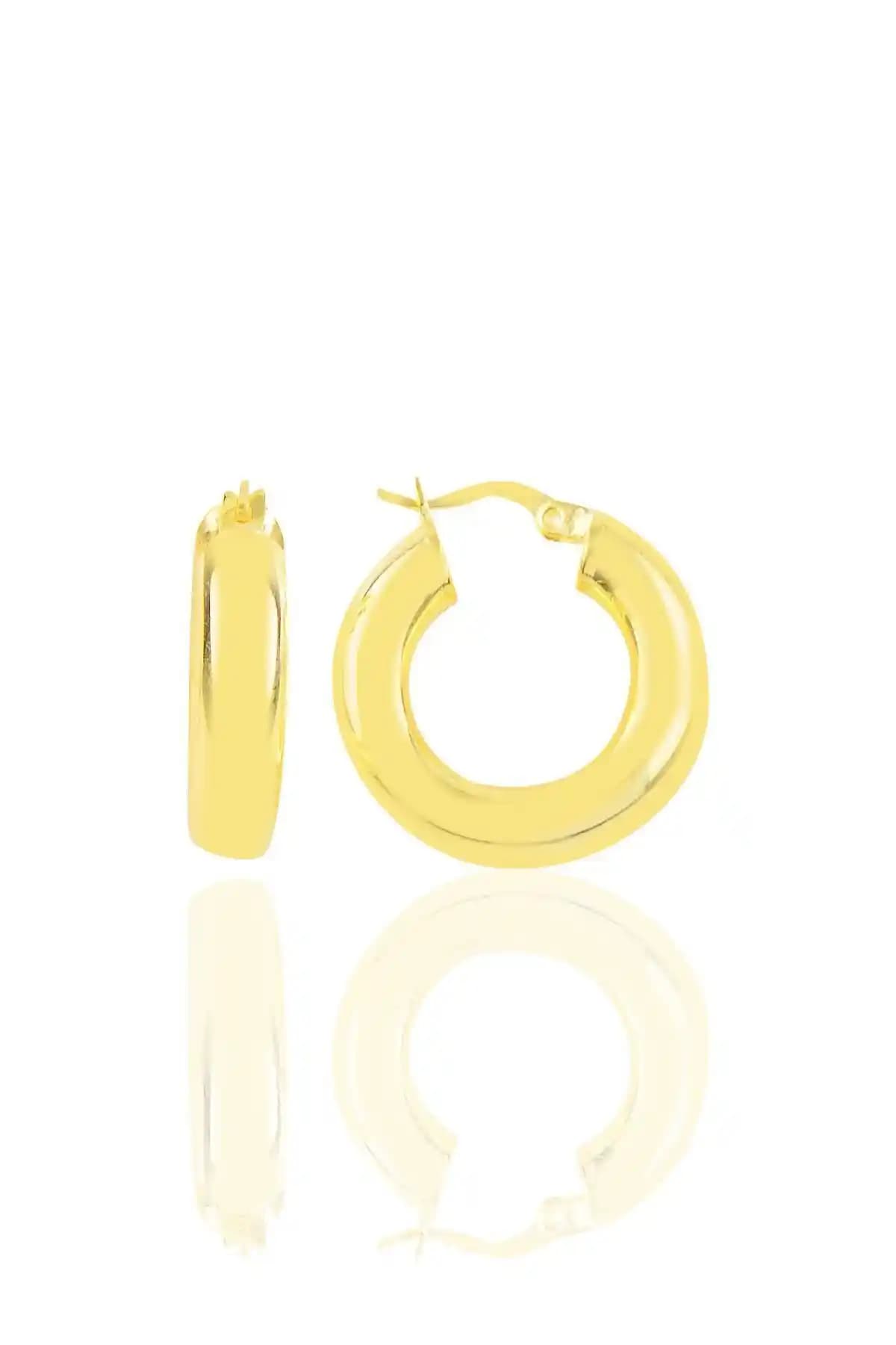 Söğütlü Silver Gümüş ve Altın Yalızlı 20 Mm Büyük Halkalı Küpe Tasarımı