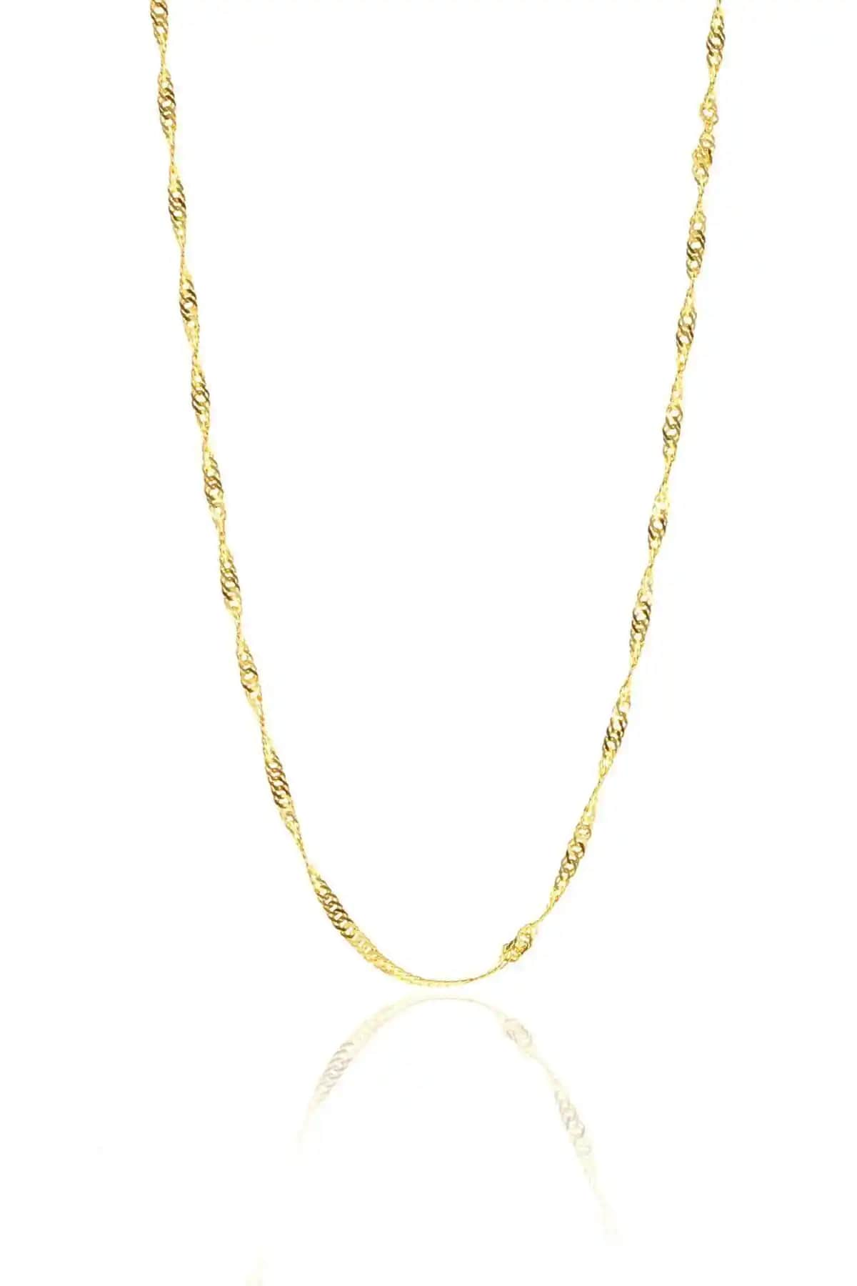 Söğütlü Silver Kadın Zinciri Gümüş ve Altın Renkli Modern Tasarım 60 Cm