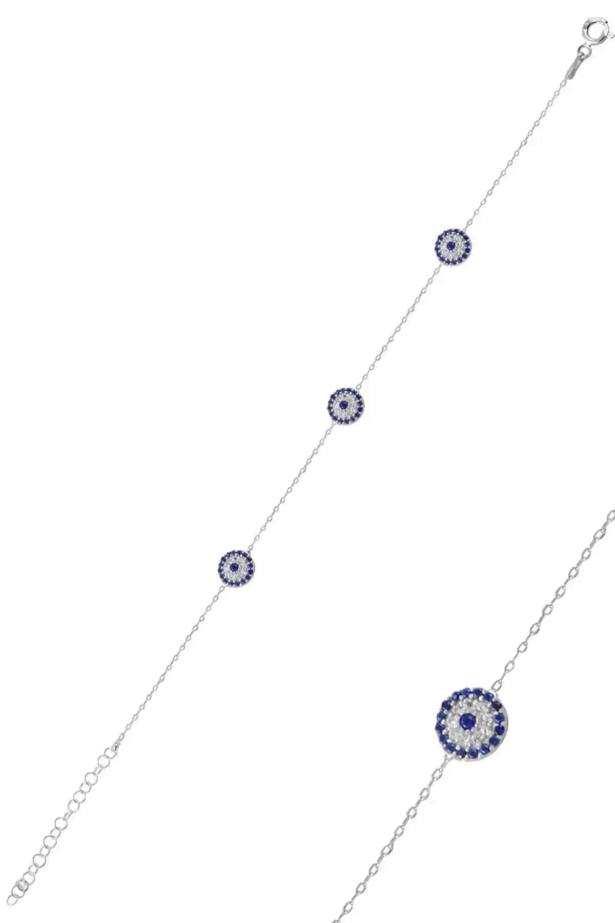 Söğütlü Silver Kan Nazarlık Modeli Zirkon Taşlı Gümüş Bileklik Şıklık ve Anlam Birliği