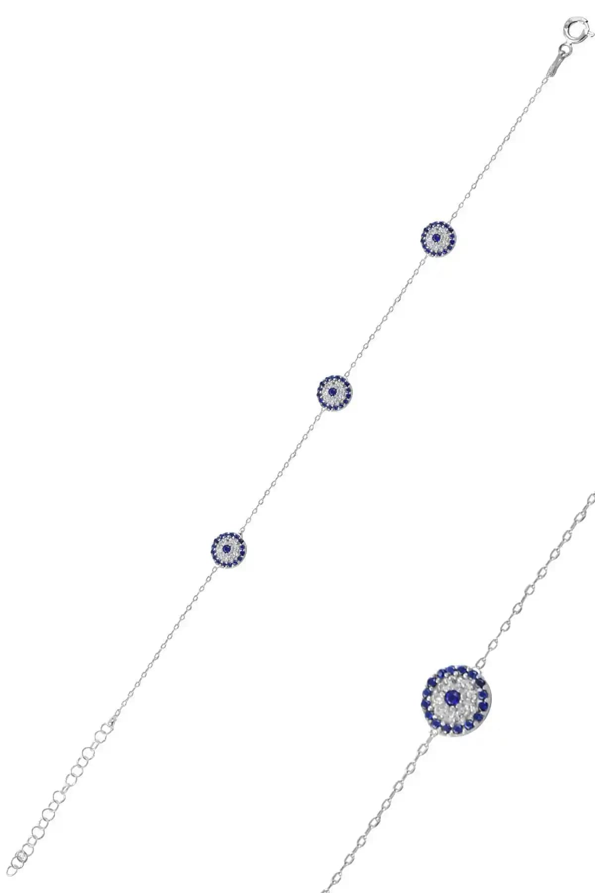 Söğütlü Silver Kan Nazarlık Modeli Zirkon Taşlı Gümüş Bileklik Şıklık ve Anlam Birliği
