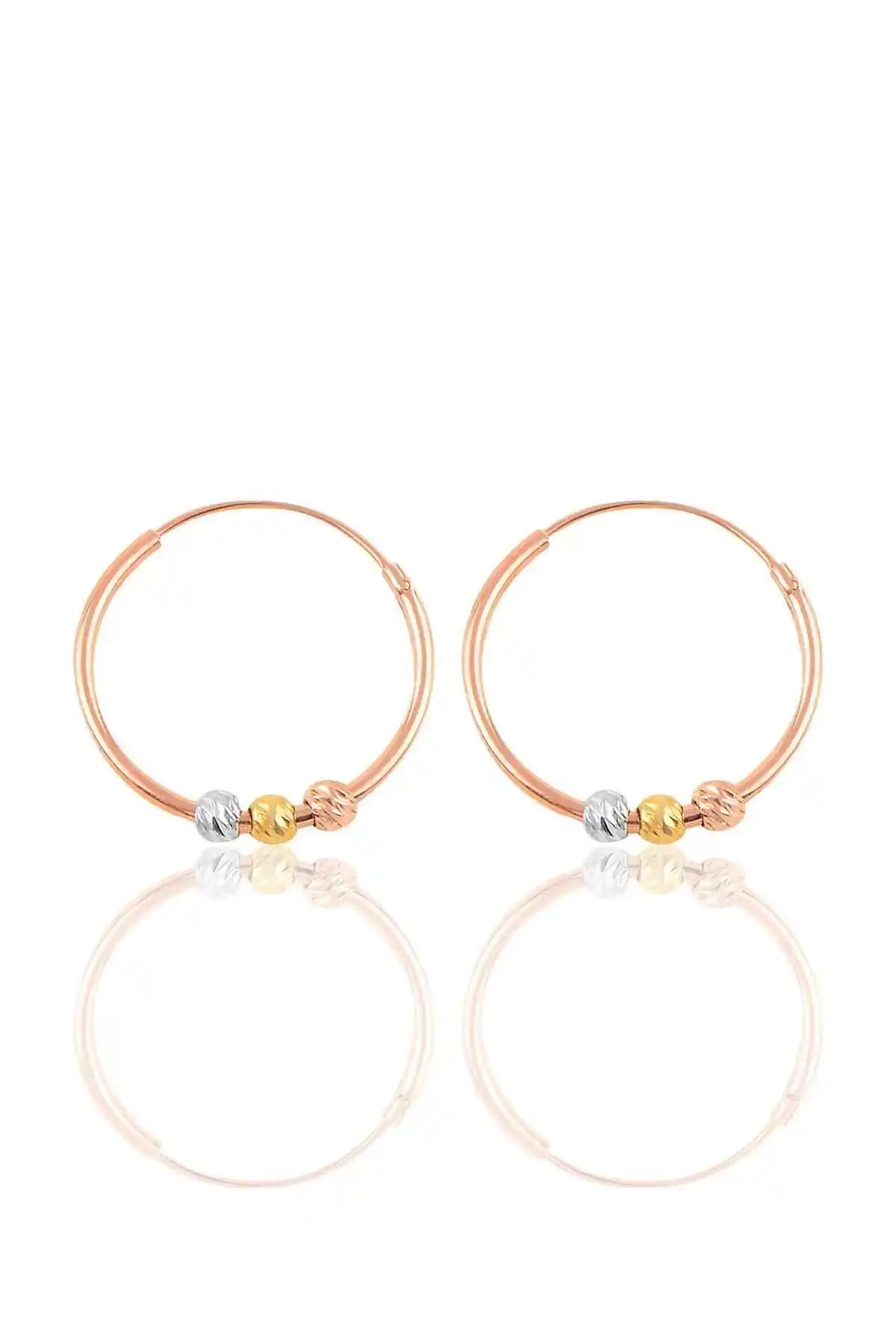 Söğütlü Silver Pembe Renkli 18 mm Doricalı Halka Küpe Günlük ve Özel Kullanım İçin