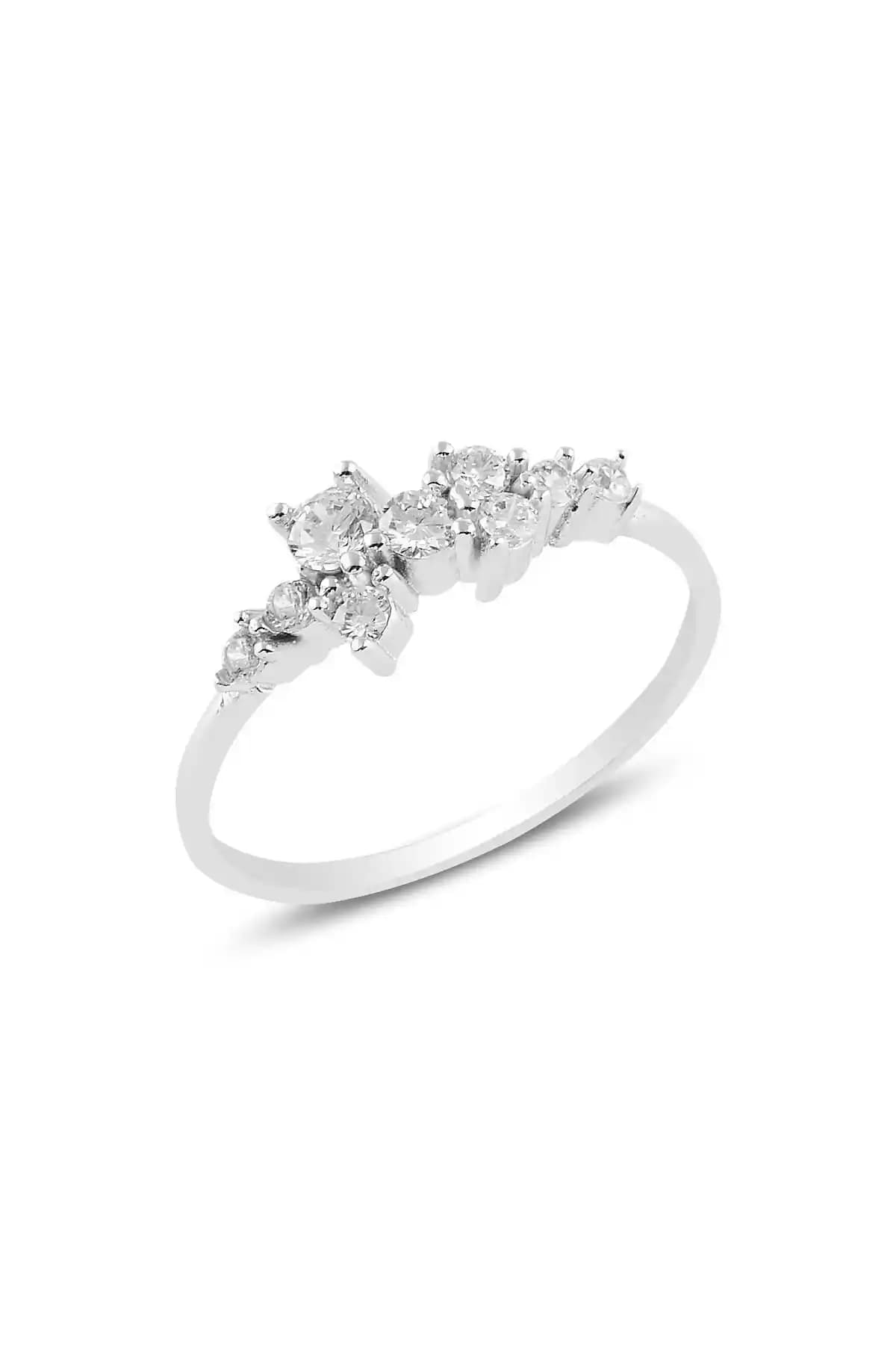 Söğütlü Silver Tasarımlı Safir Taşlı Rodyum Kaplamalı Kadın Yüzükleri