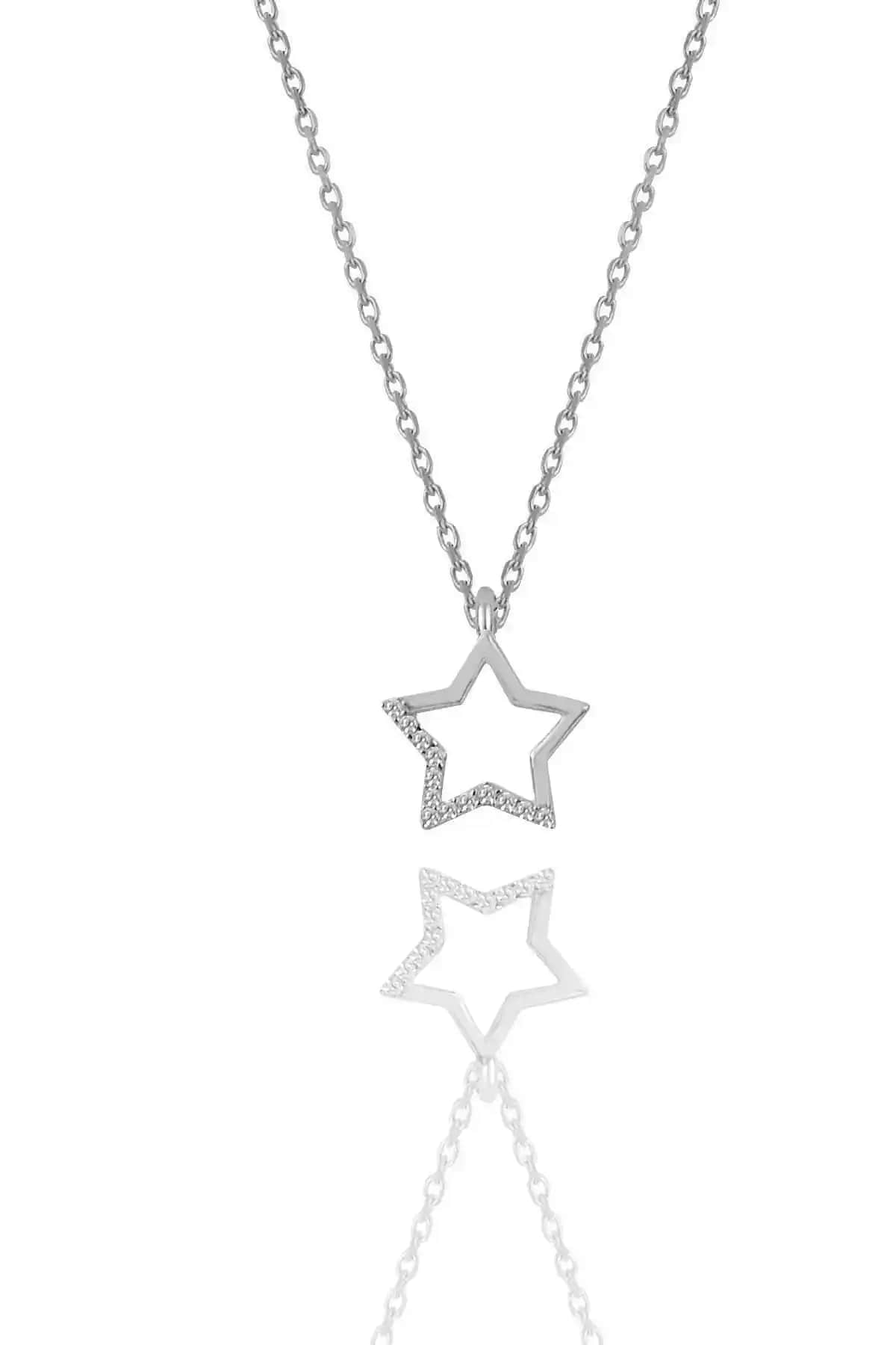 Söğütlü Silver Yılz Kolye Gümüş ve Zirkon Taşlı Modern Takı Tasarımı