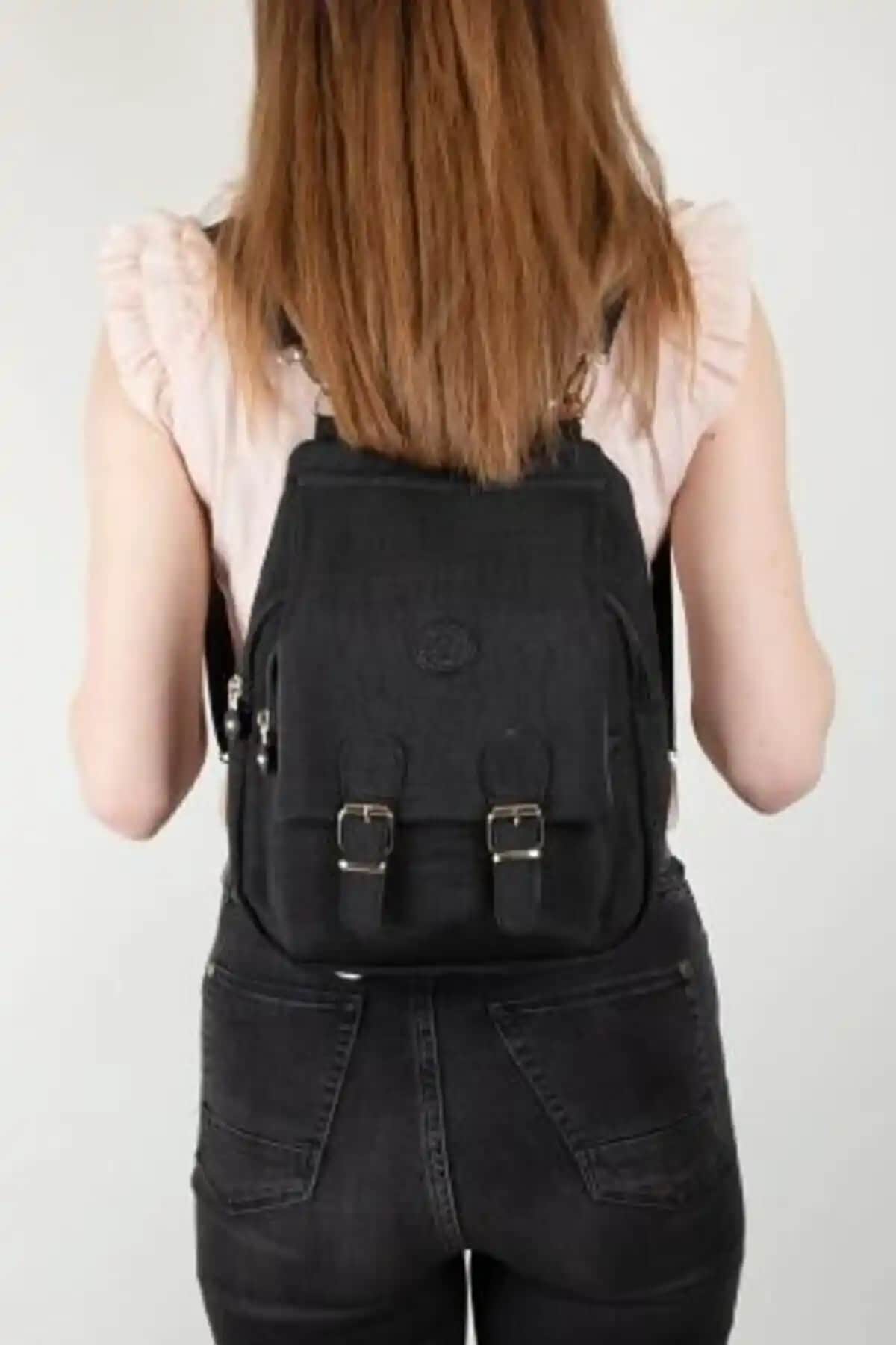 Star Polo Kadın Krinkıl Kumaş Sırt Çantası Şık ve Dayanıklı Günlük Kullanım İçin