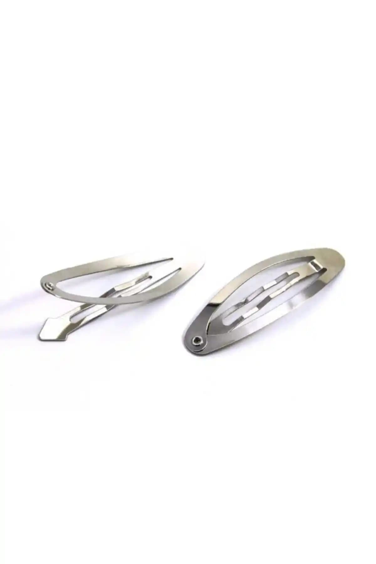 Tahtakaledeyim 6 cm Oval Gümüş Renk Saç Çıtçıt Tokası - Şık ve Dayanıklı Tasarım