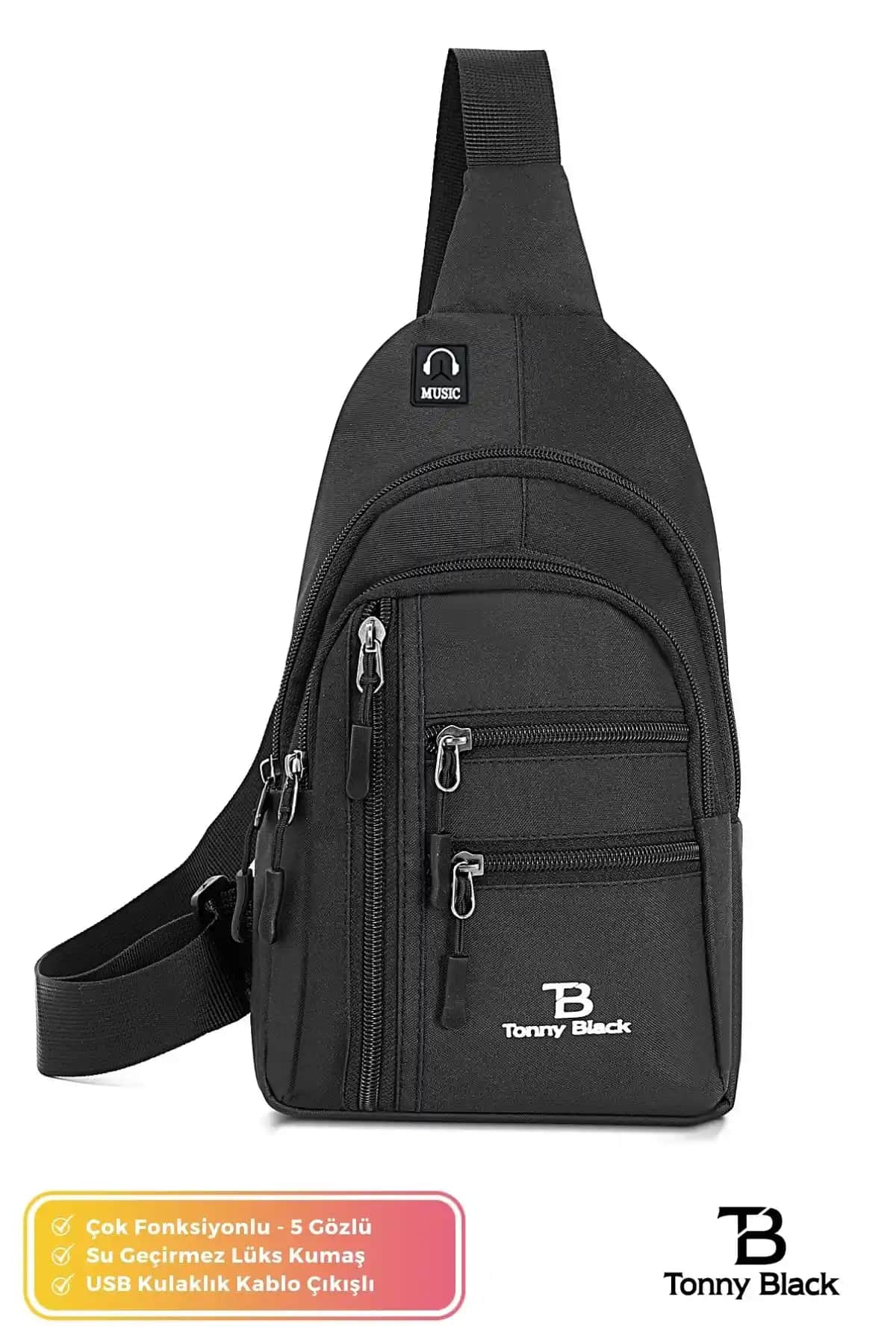 Tonny Black Çok Fonksiyonlu Günlük Çanta ve Kulaklık Şıklık ve İşlevsellik Bir Arada