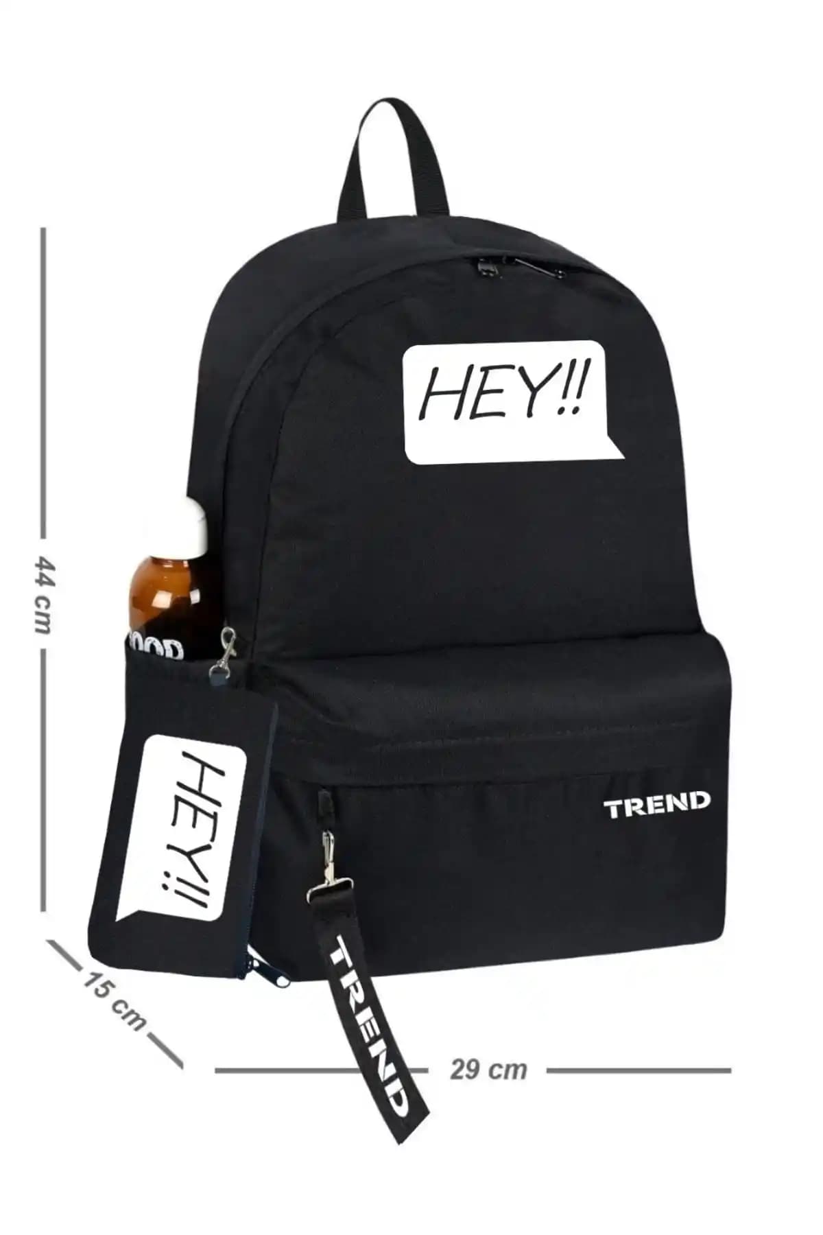 TREND Unisex Siyah Sırt Çantası 1525: Günlük Kullanım İçin Şık ve Dayanıklı Tasarım