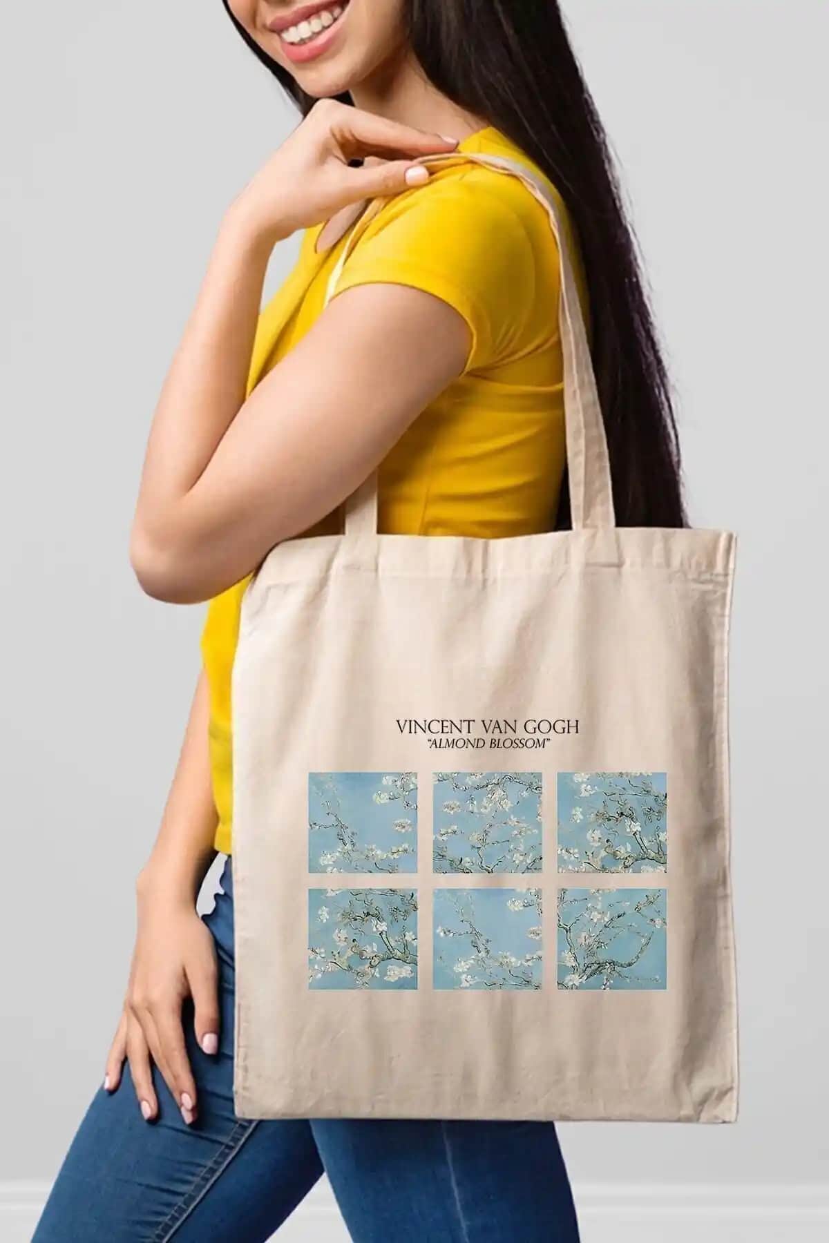 Vincent Van Gogh İlhamlı Almond Blossom Bez Çanta Modern ve Sürdürülebilir Tasarım