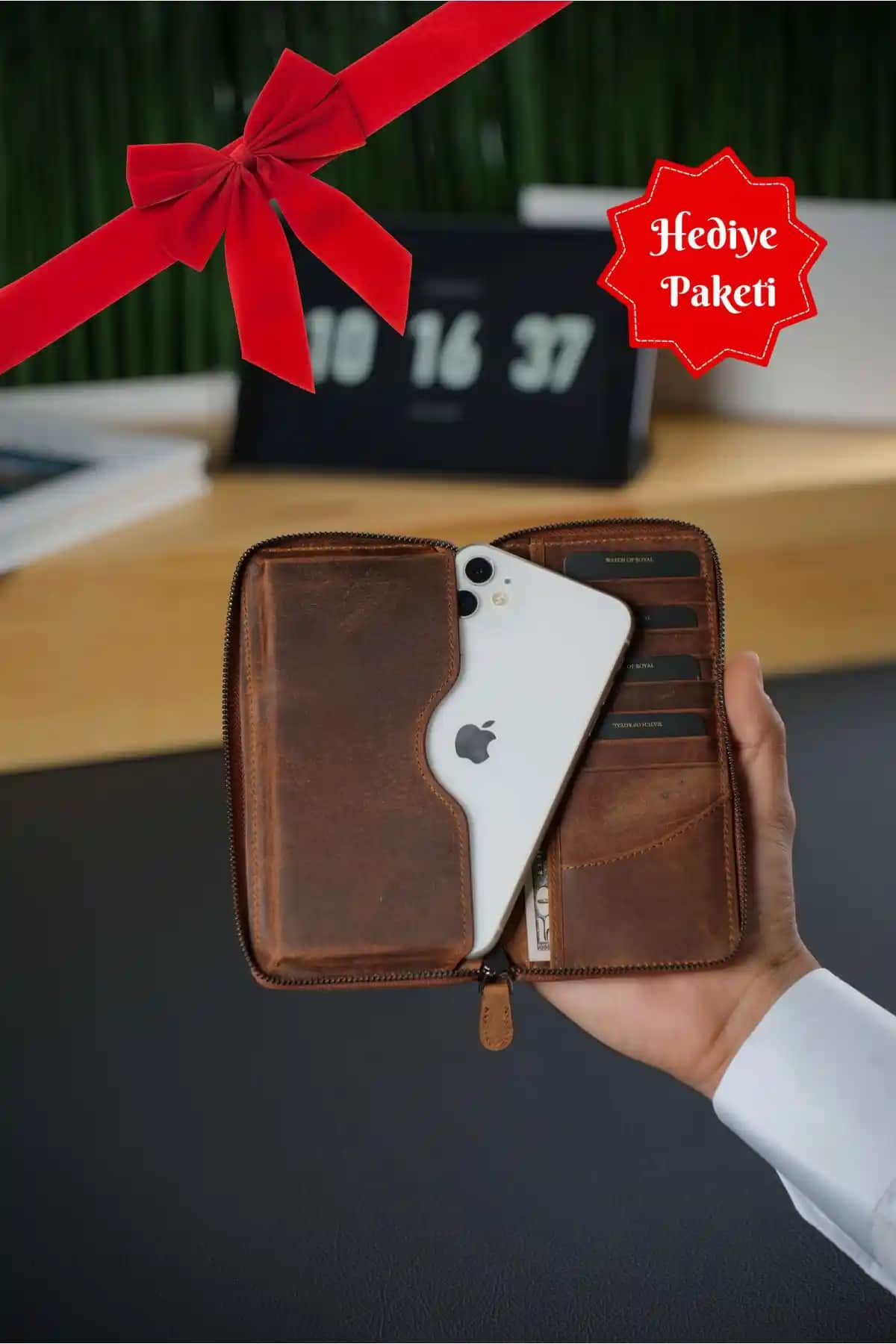 Watchofroyal Leon Crazy Taba Telefon Cüzdanı: Şık ve Fonksiyonel Hakiki Deri Tasarımı