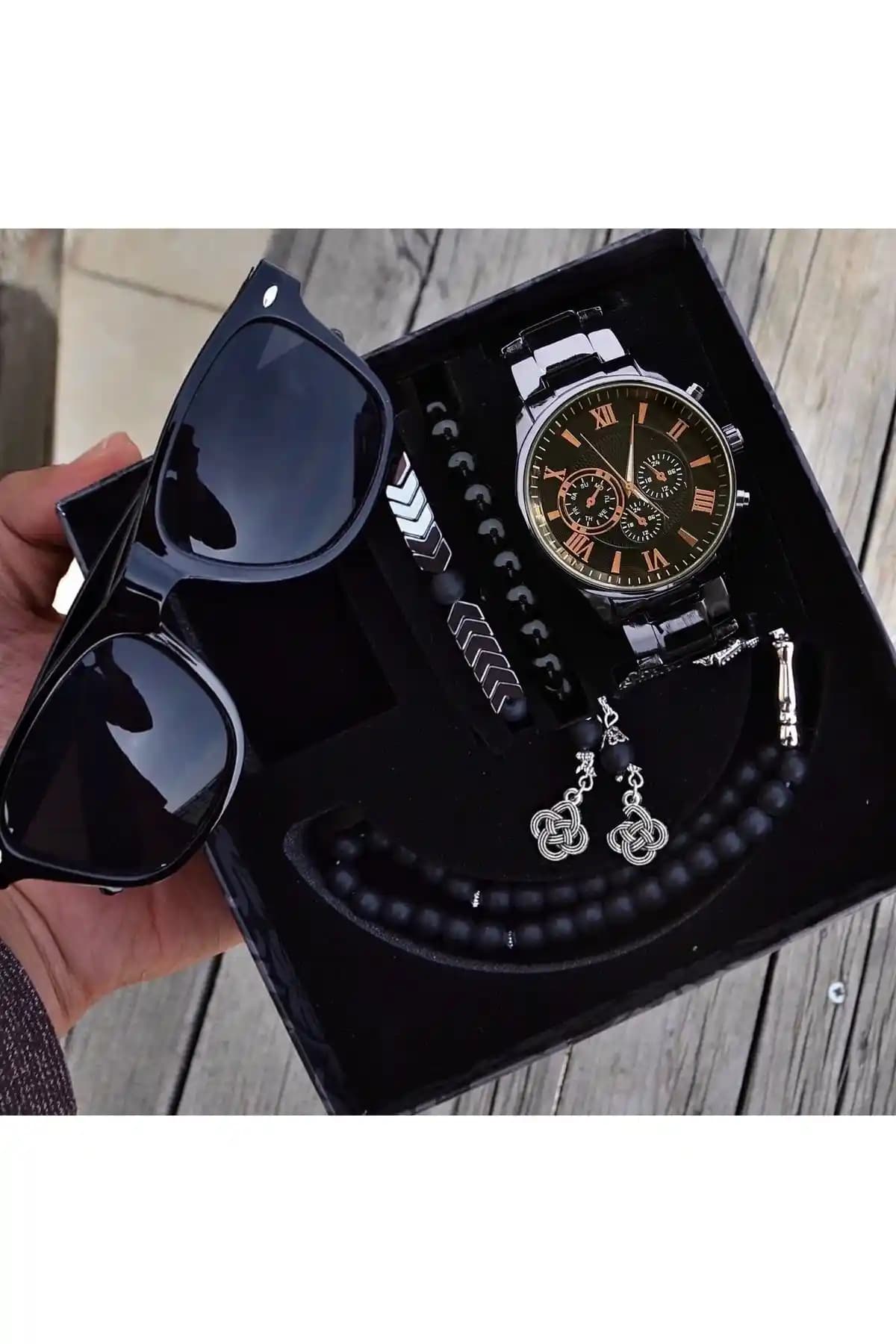 WessCollection Su Geçirmez Erkek Saat ve Aksesuar Seti Modern Tasarım ve Dayanıklılık