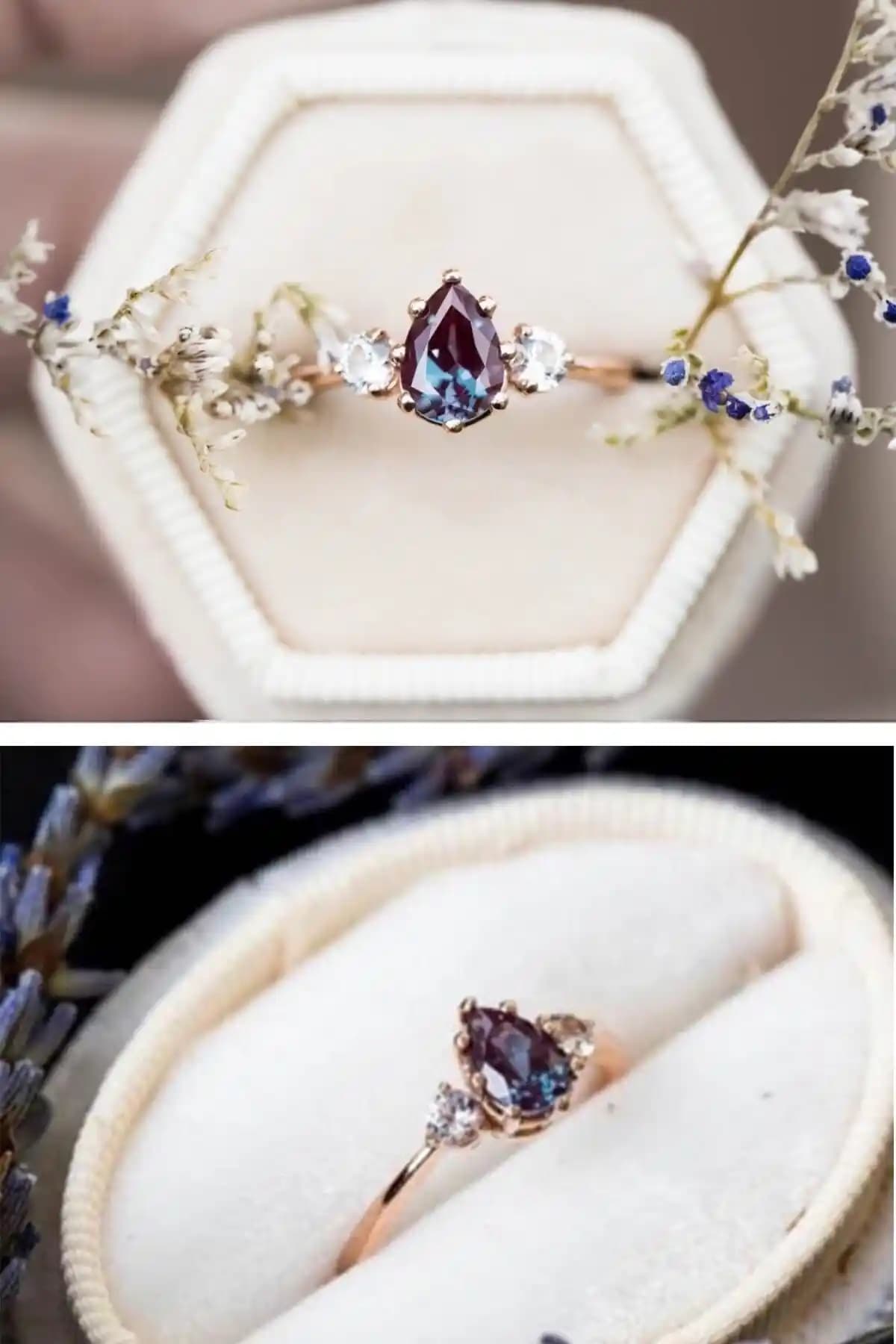 X-Lady Aksesuarlar Rose Renk Kaplama Lotus Tasarımlı Topaz Taşlı Yüzük