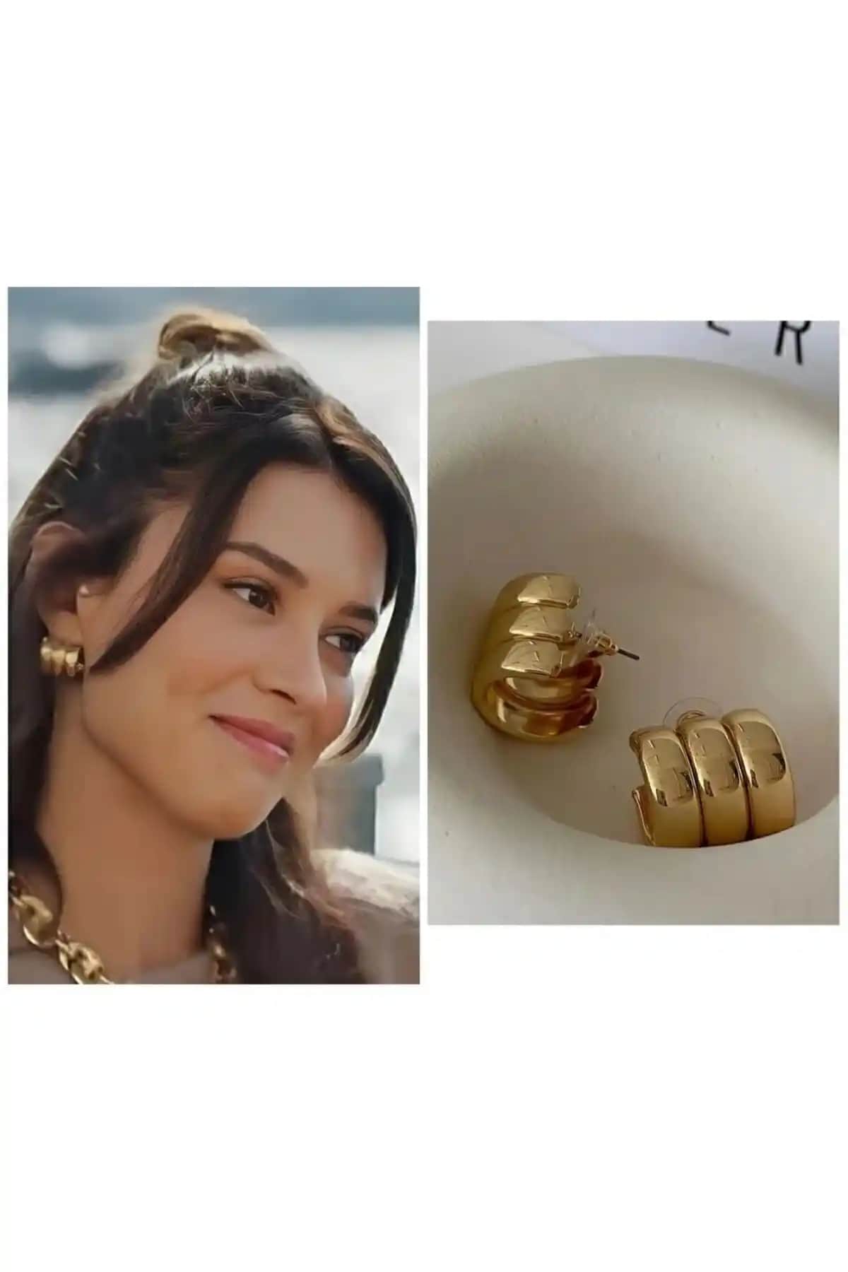 Yalı Çapkını Pelo Kadın Küpeler: Klasik ve Dayanıklı Altın Renkli Tasarım