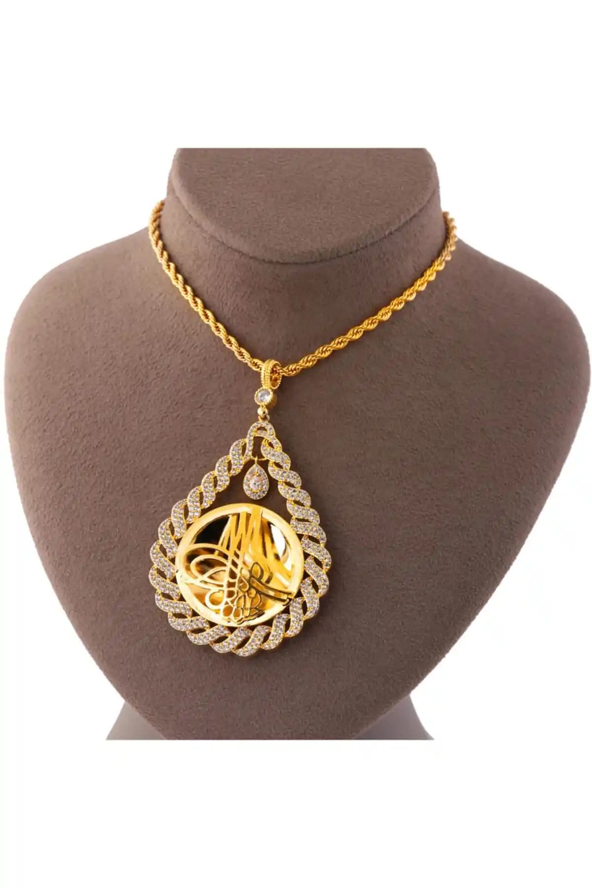 Yılz Gold İmitasyon 22 Ayar Altın Kaplama Halat Zincirli Taşlı Tuğralı Kolye Özellikleri