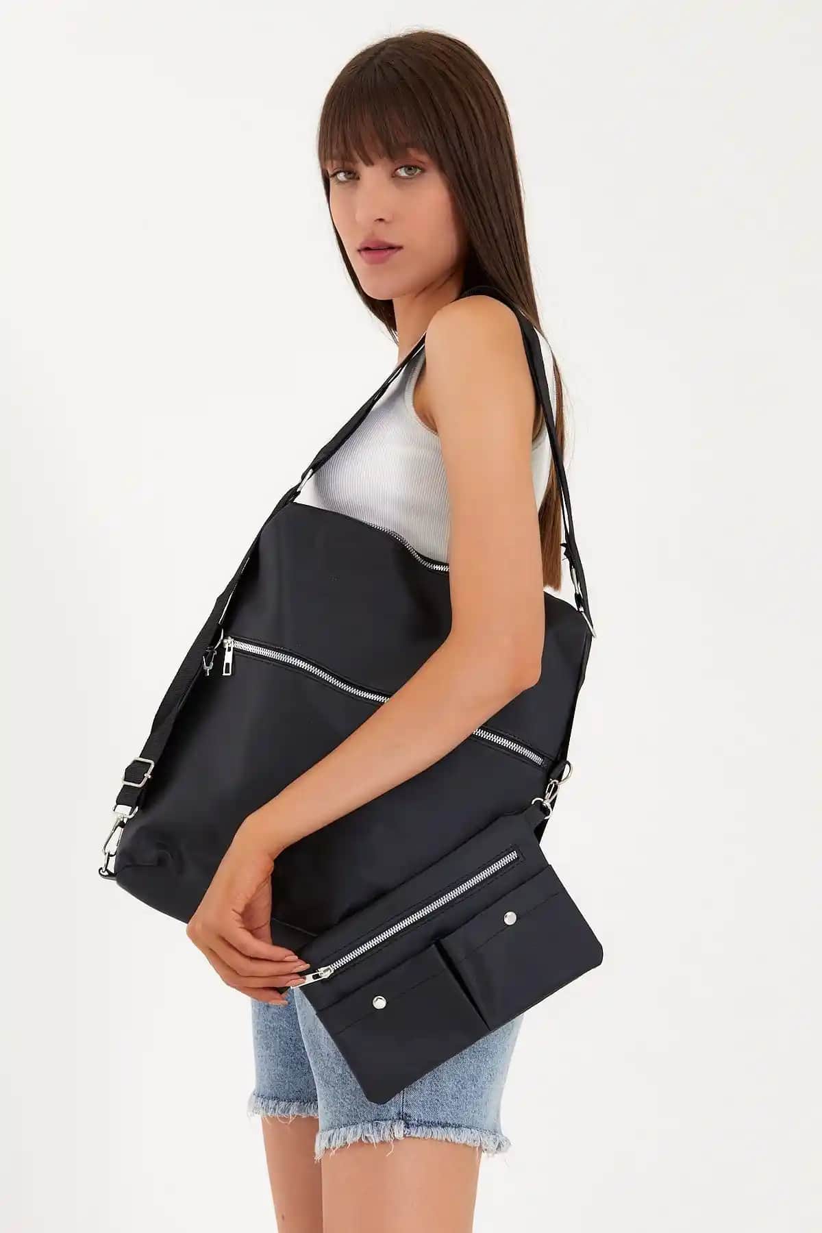 YOGII Kadın Pu Deri Çok Fonksiyonlu Omuz ve Sırt Çantası Günlük Kullanım İçin Şık ve Dayanıklı