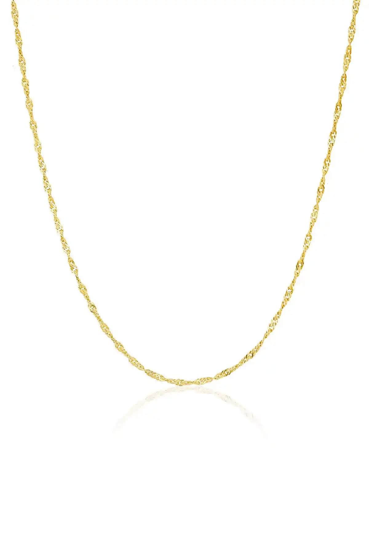 Zanaatsilver Singapur Model Zincir 925 Ayar Gümüş ve 14k Altın Kaplama Modern Tasarım