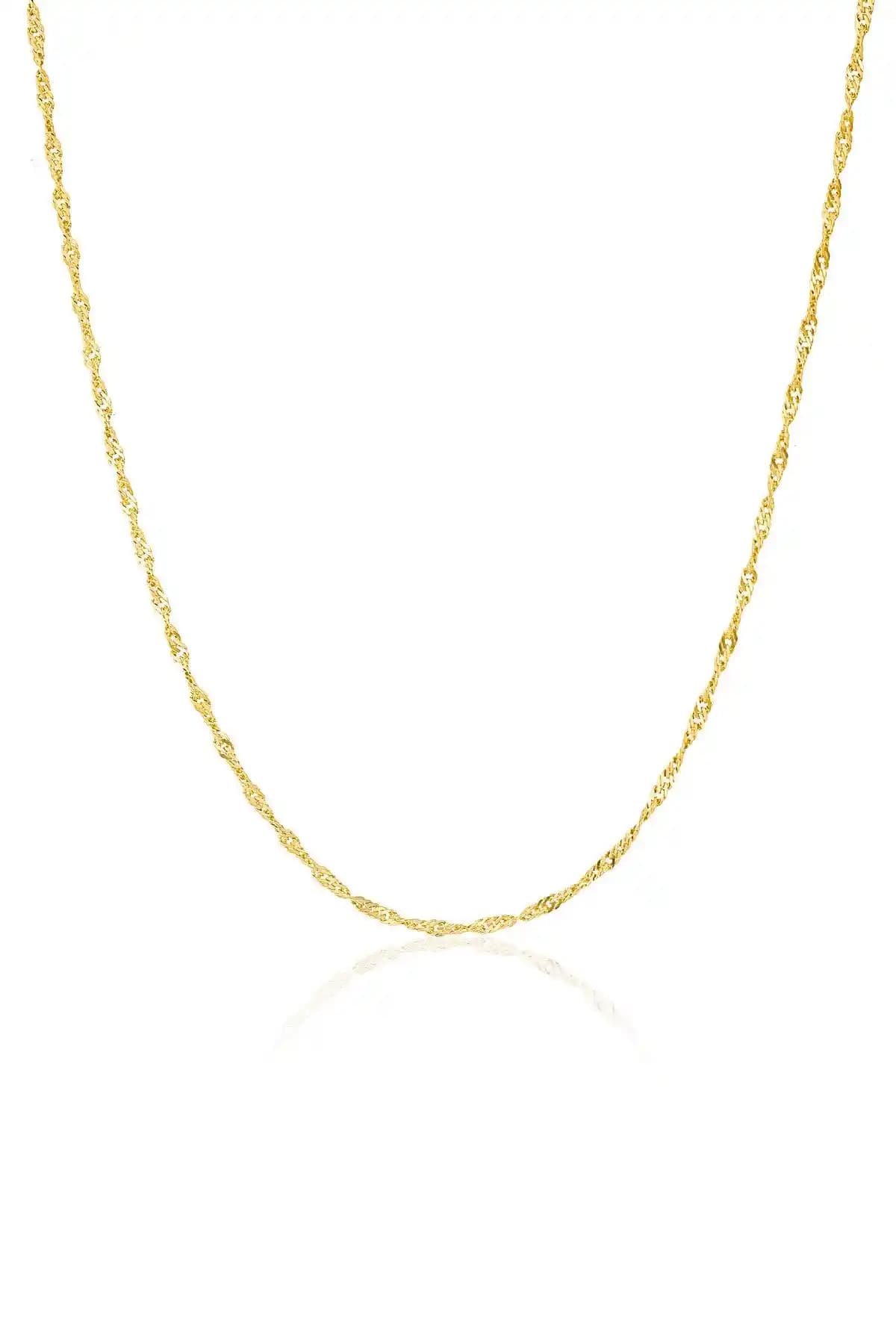 Zanaatsilver Singapur Model Zincir 925 Ayar Gümüş ve 14k Altın Kaplama Modern Tasarım