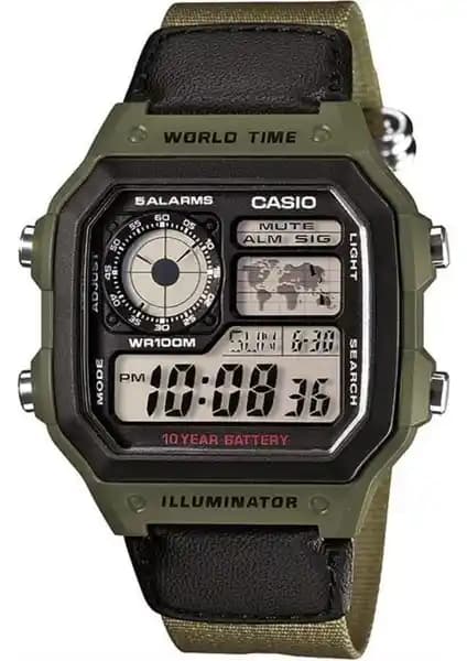 Casio AE-1200WHB-3BVDF Erkek Kol Saati: Modern Tasarım ve Çok Fonksiyonlu Dayanıklı Saat
